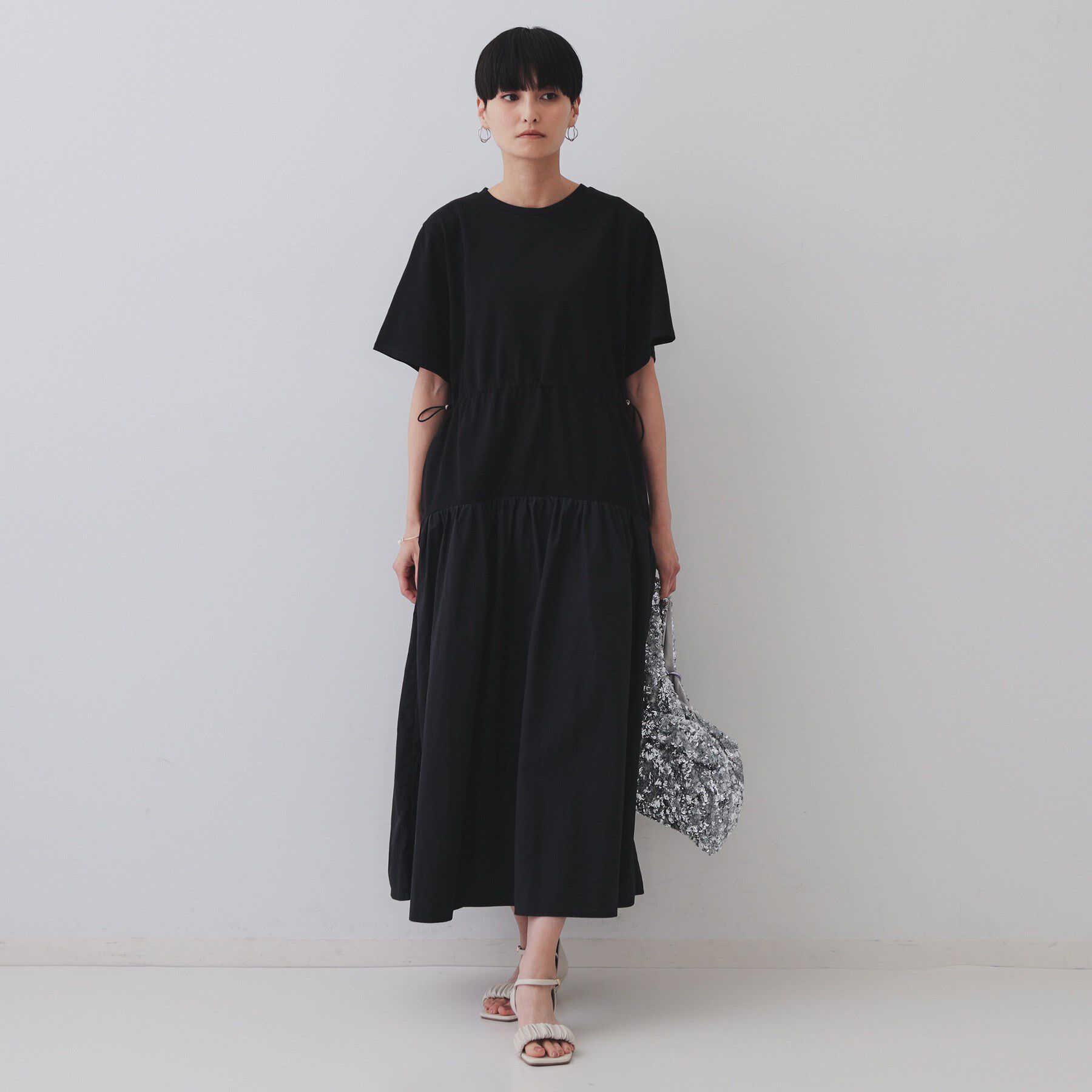 OPAQUE.CLIP「フィット＆フレアドッキングワンピース【洗濯機洗い可】」|ワンピース|