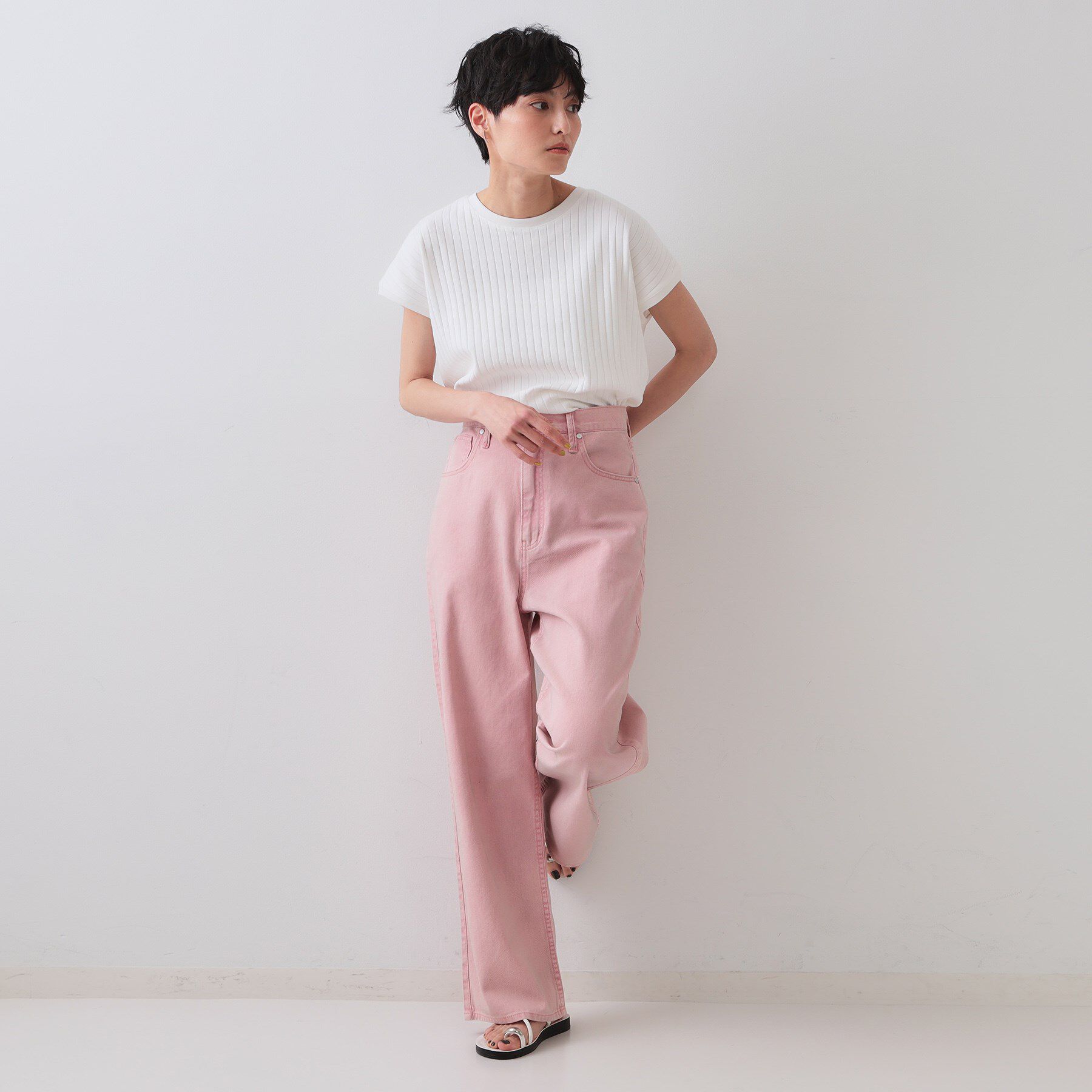 OPAQUE.CLIP「ワイドリブフレンチTシャツ【洗濯機洗い可】」|Tシャツ・カットソー|