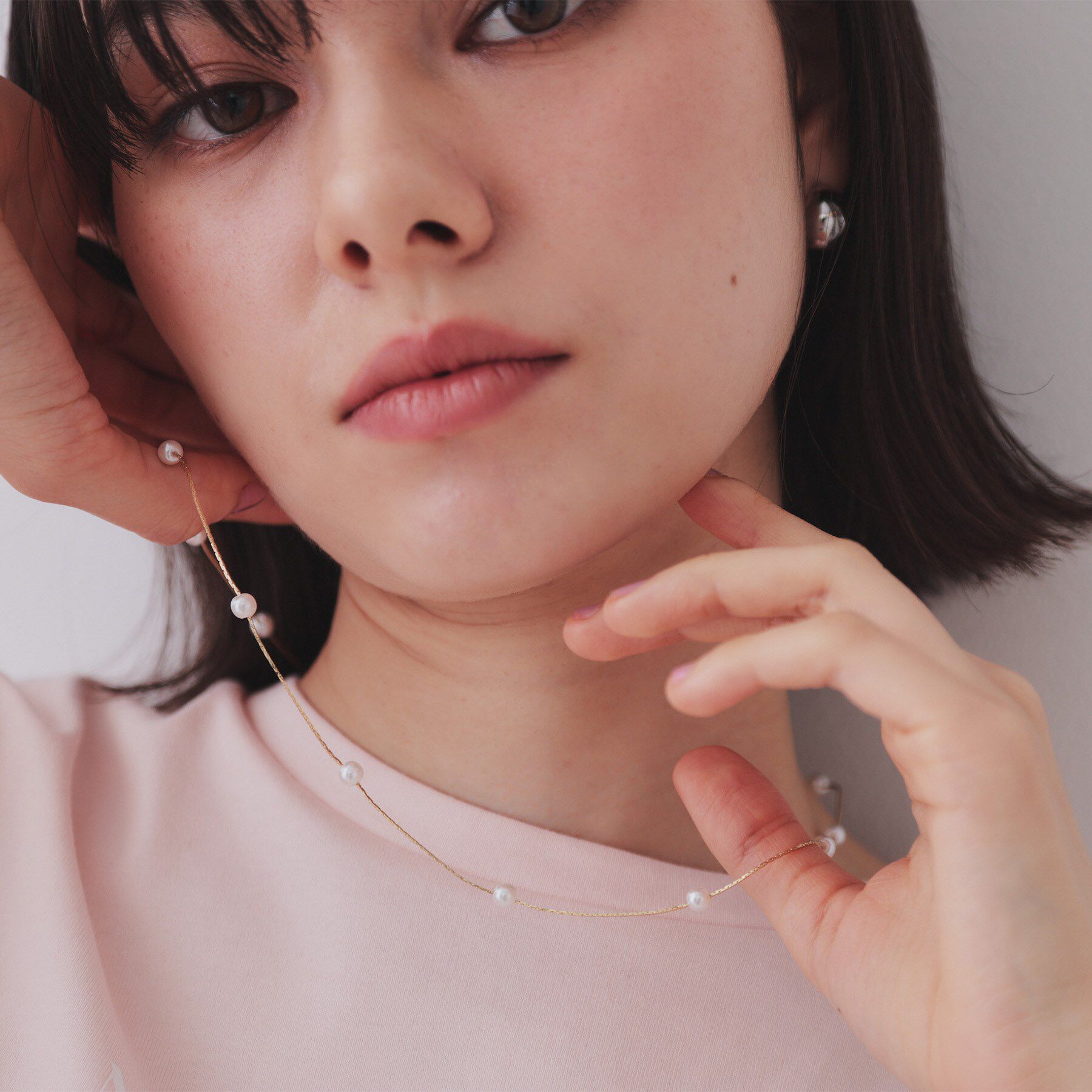 OPAQUE.CLIP「チェーン&times;フェイクパールネックレス」|ネックレス|