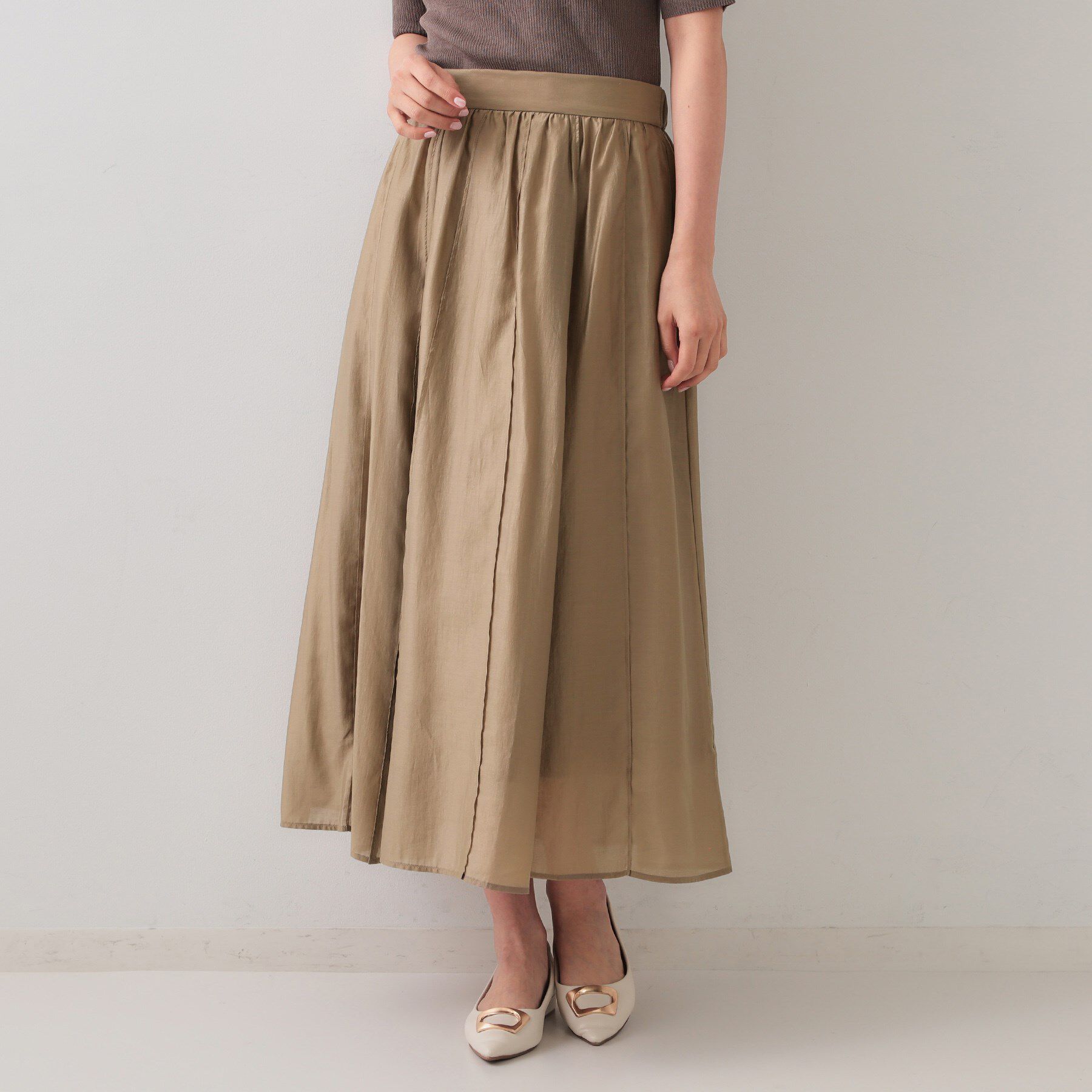 OPAQUE.CLIP「シアーピンタックフレアスカート【洗濯機洗い可】」|スカート|