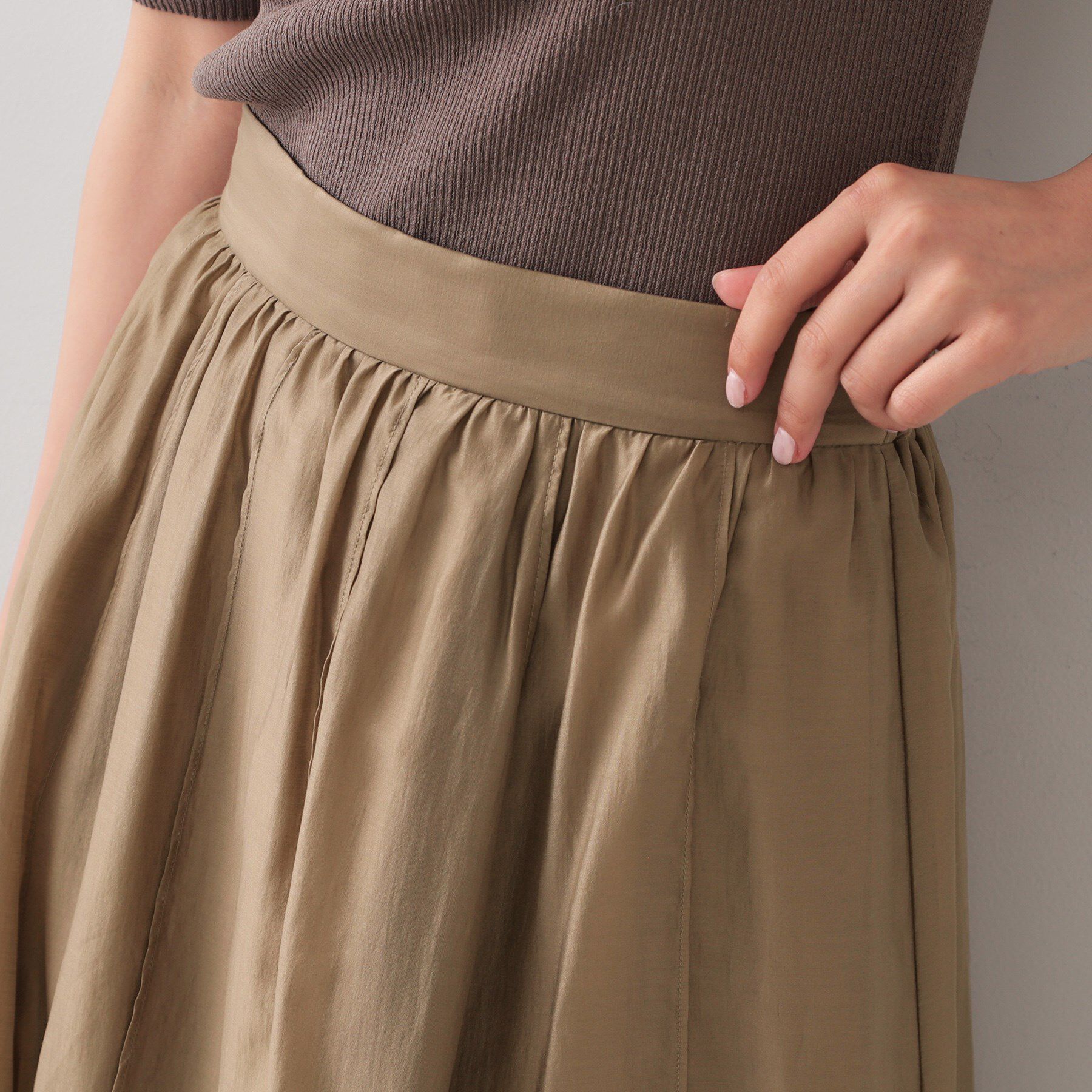 OPAQUE.CLIP「シアーピンタックフレアスカート【洗濯機洗い可】」|スカート|