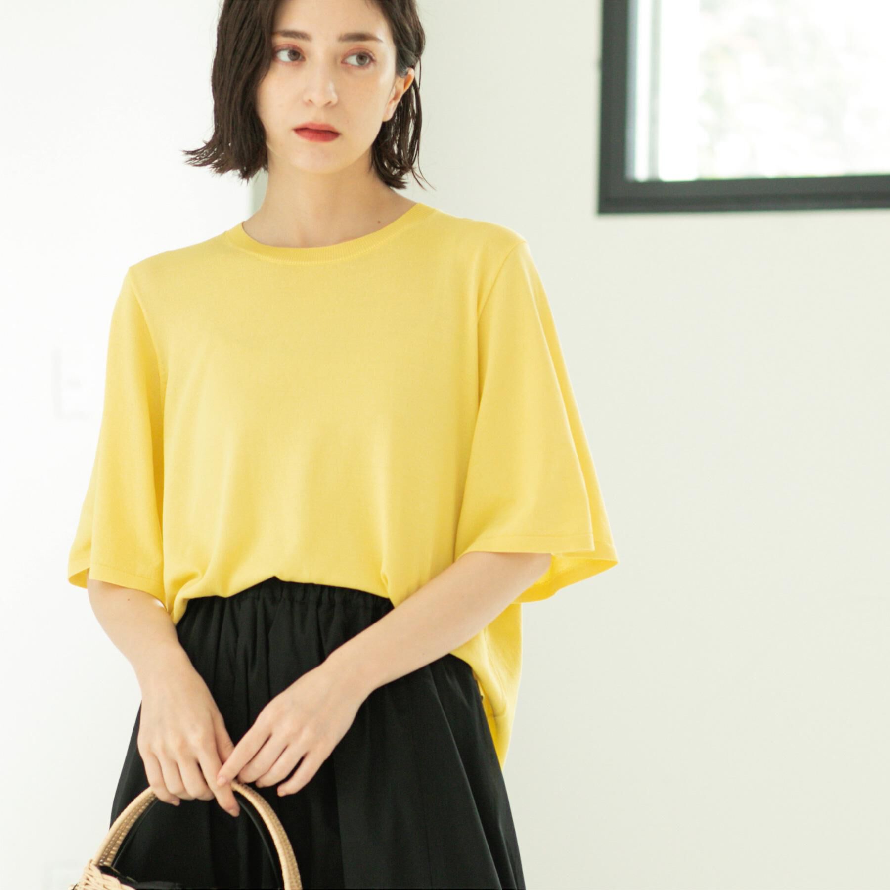 OPAQUE.CLIP「《6色展開/S-LLサイズ》フレアスリーブニット【UV/接触冷感/抗ピル/洗濯機洗い可】」|ニット・セーター|