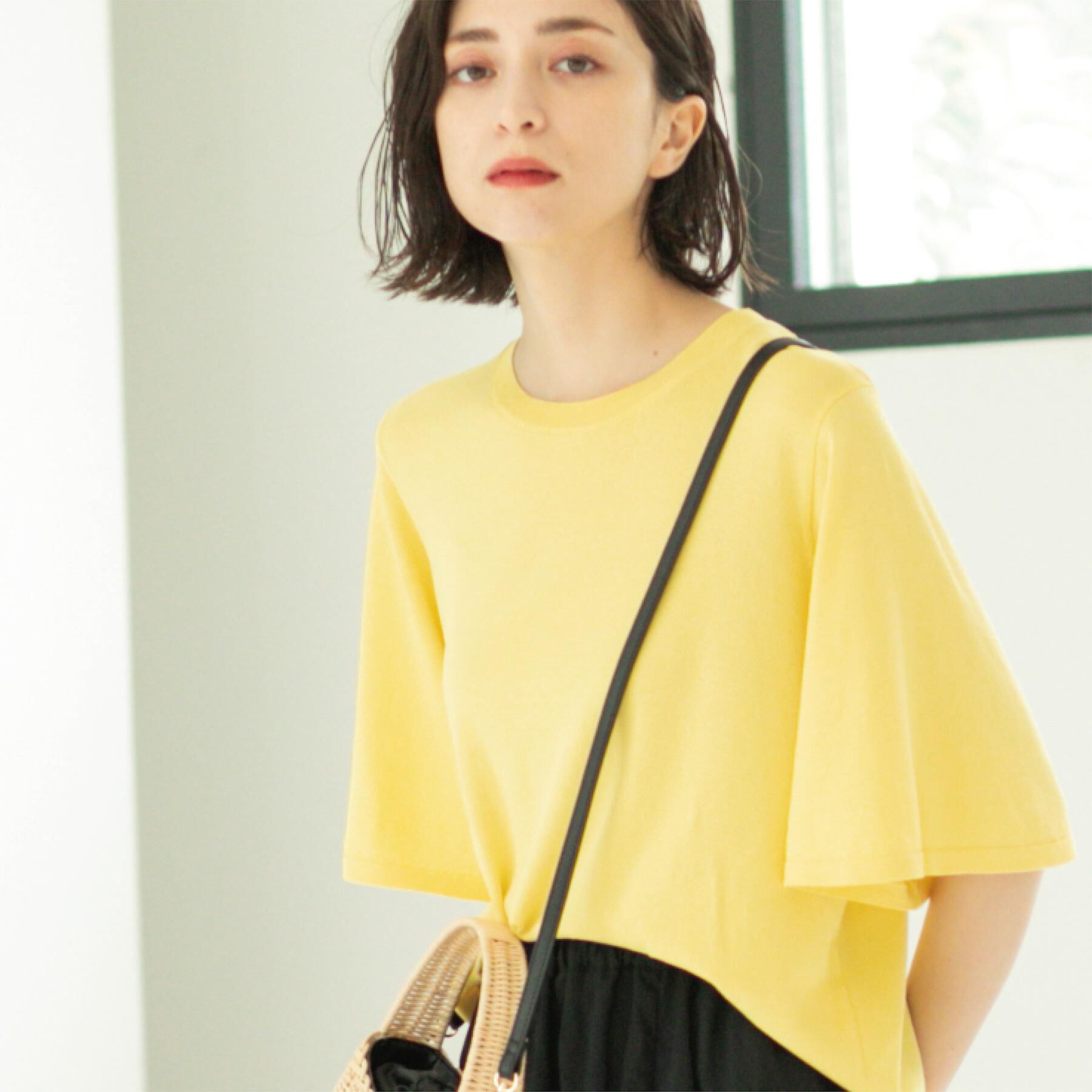 OPAQUE.CLIP「《6色展開/S-LLサイズ》フレアスリーブニット【UV/接触冷感/抗ピル/洗濯機洗い可】」|ニット・セーター|