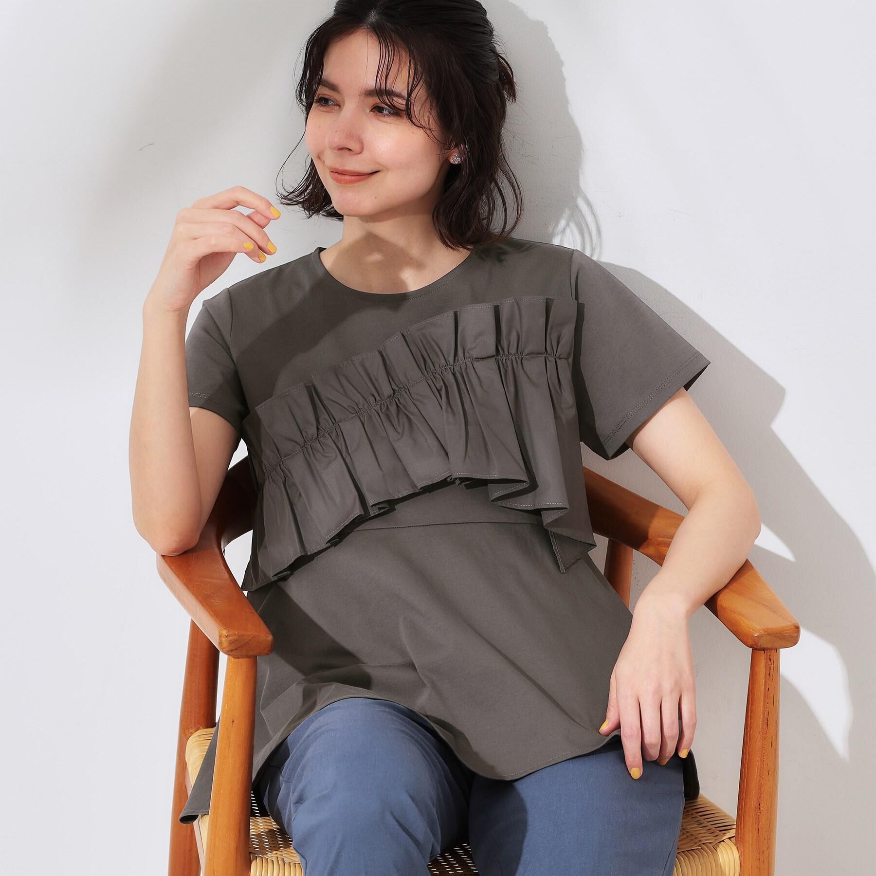 OPAQUE.CLIP「フリルドッキングペプラムトップス【接触冷感/洗濯機洗い可】」|Tシャツ・カットソー|