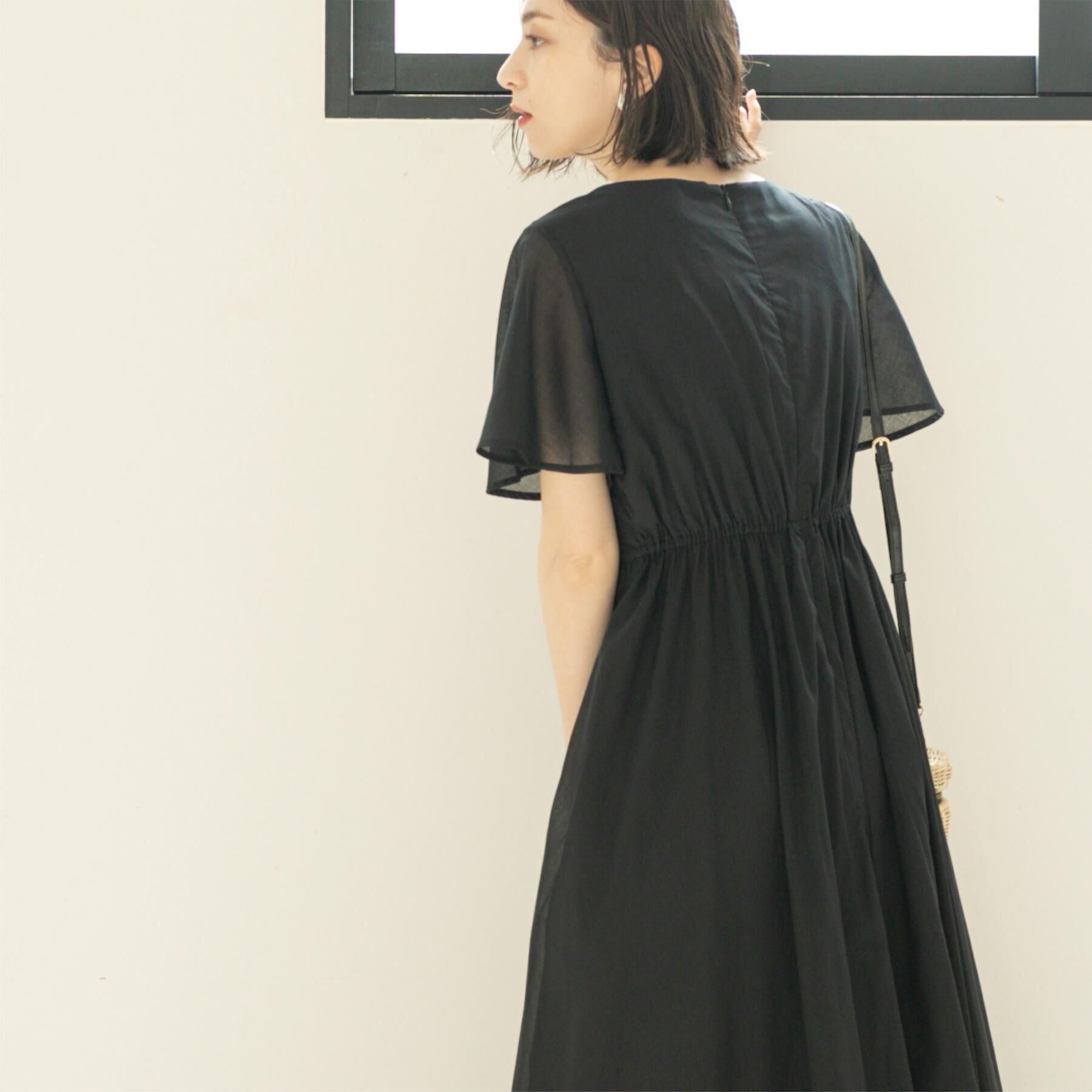 OPAQUE.CLIP「Vネックフィット＆フレアドレス/オーガニックコットン混【洗濯機洗い可】」|ワンピース|