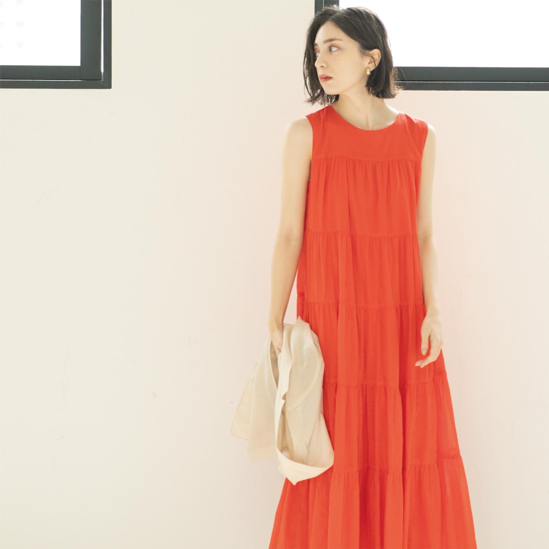 OPAQUE.CLIP「《Can Cam掲載》ティアードマキシドレス/オーガニックコットン混【洗濯機洗い可】」|ワンピース|