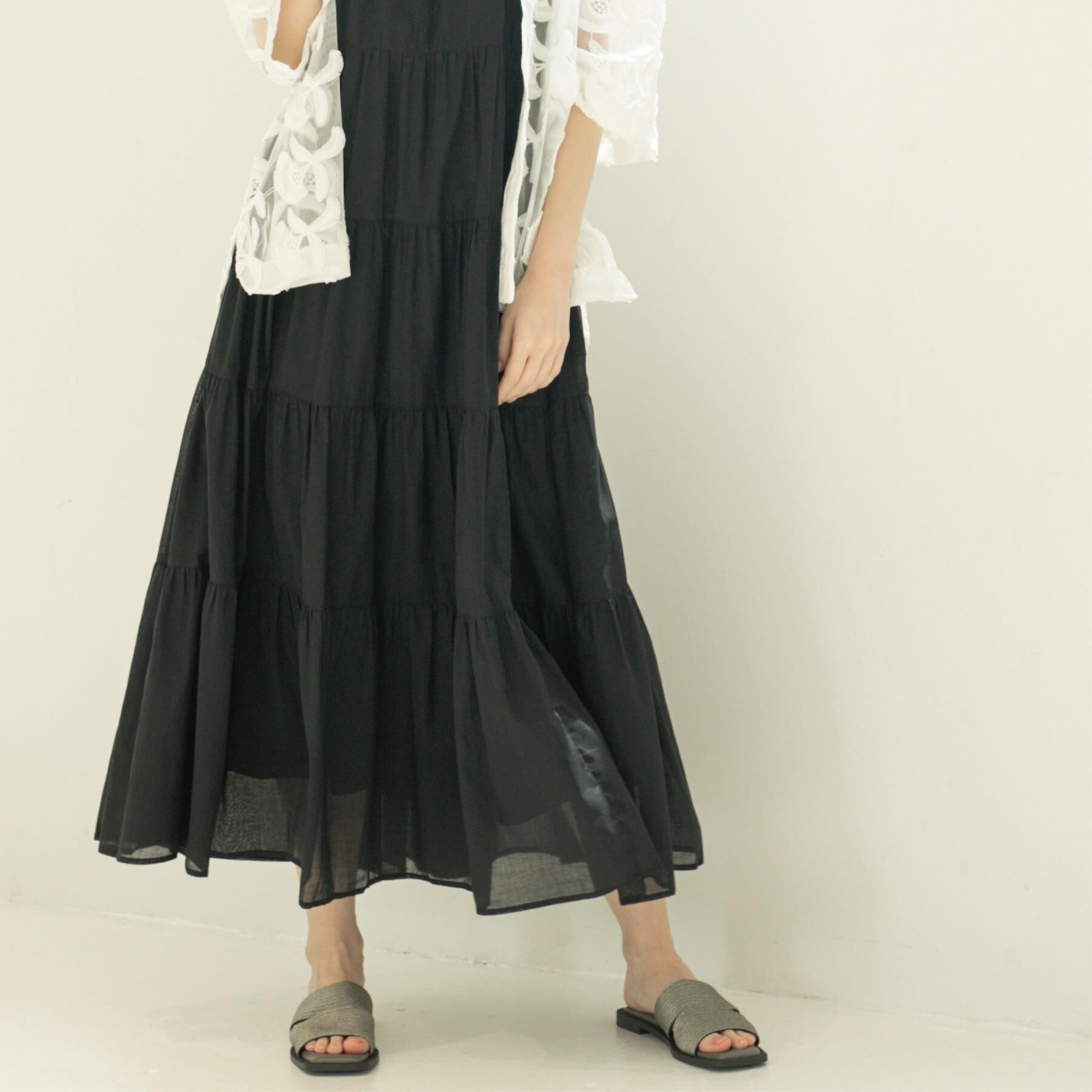 OPAQUE.CLIP「《Can Cam掲載》ティアードマキシドレス/オーガニックコットン混【洗濯機洗い可】」|ワンピース|