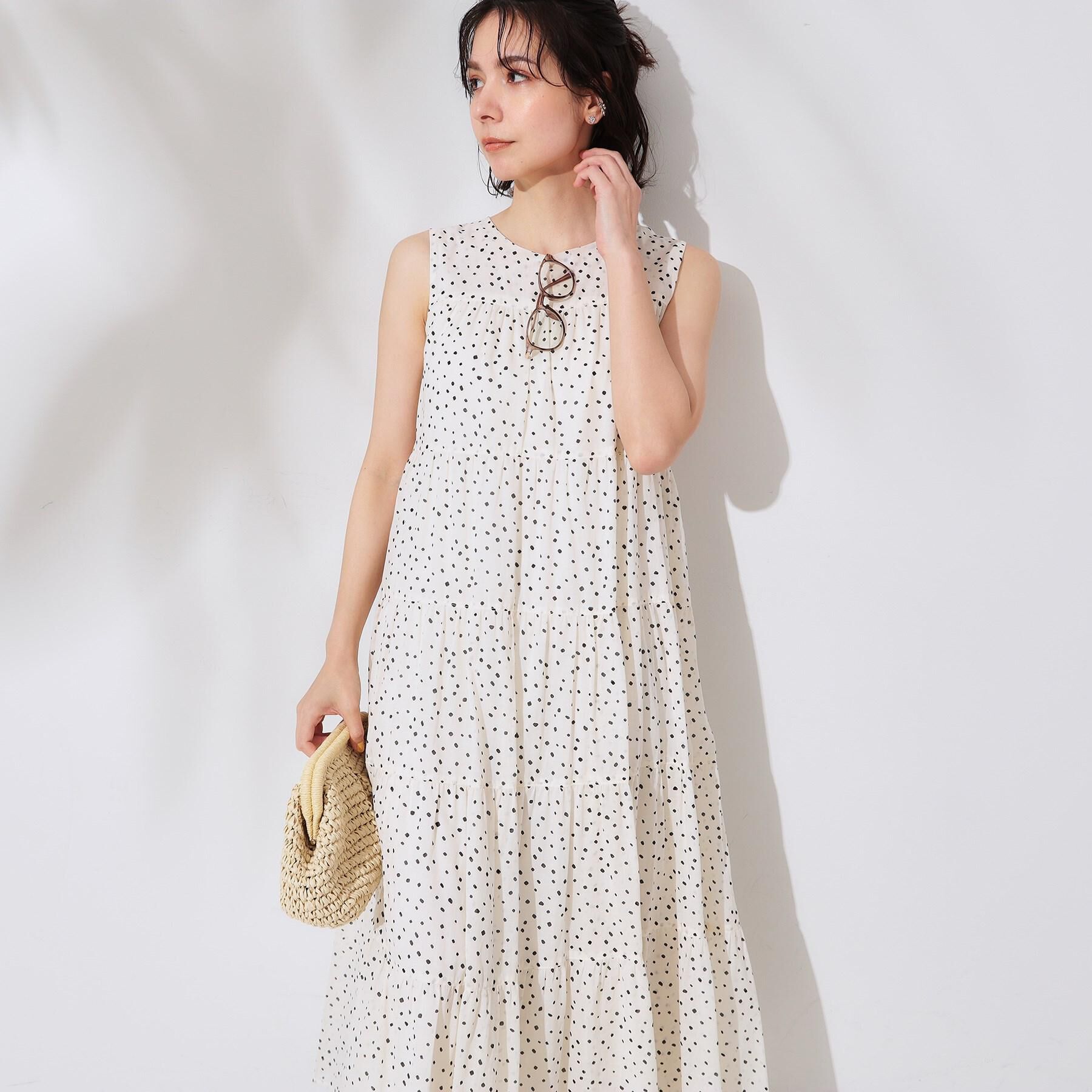 OPAQUE.CLIP「《Can Cam掲載》ティアードマキシドレス/オーガニックコットン混【洗濯機洗い可】」|ワンピース|