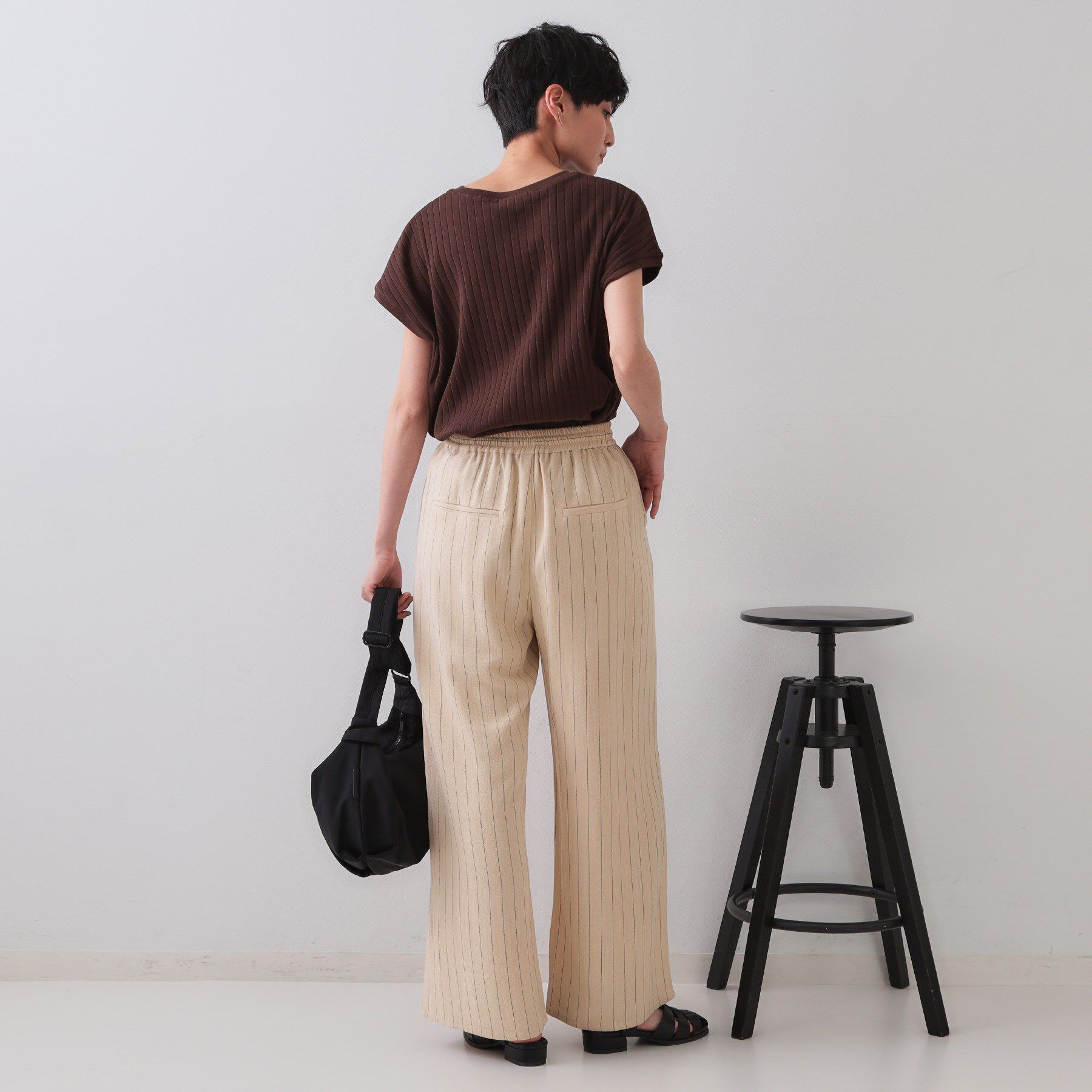 OPAQUE.CLIP「麻混ストライプイージーワイドパンツ【洗濯機洗い可】」|その他|