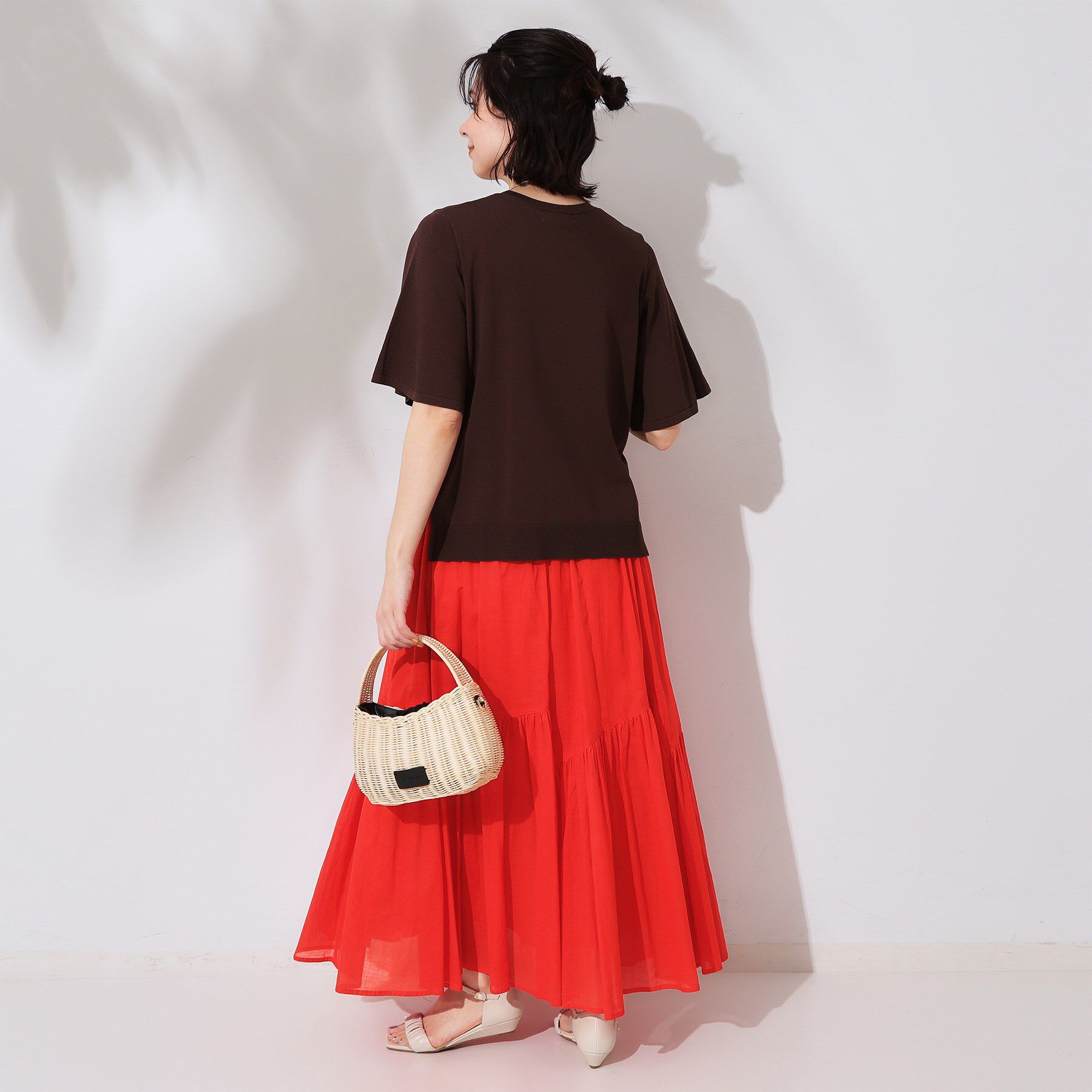 OPAQUE.CLIP「ギャザーフレアスカート/オーガニックコットン混【洗濯機洗い可】」|スカート|