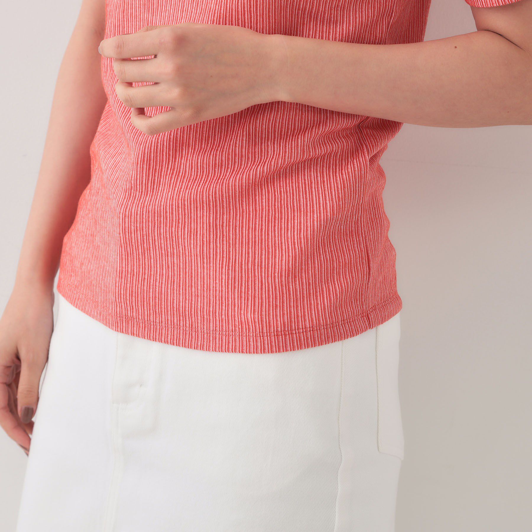 OPAQUE.CLIP「ストライプリブカットソー【洗濯機洗い可】」|Tシャツ・カットソー|