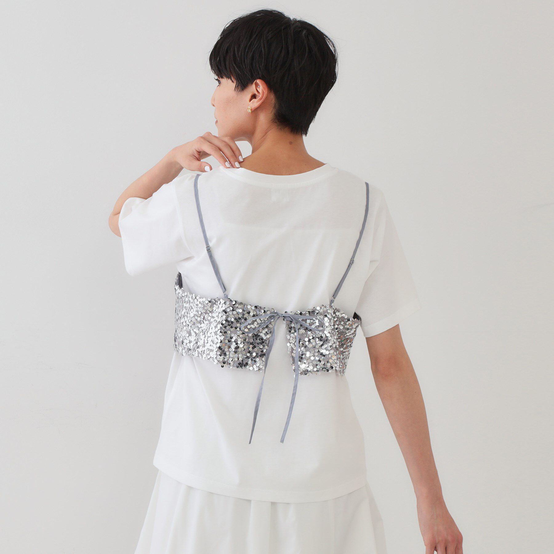 OPAQUE.CLIP「《ツインセット》スパンコールキャミ&times;Tシャツ【洗濯機洗い可】」|その他|