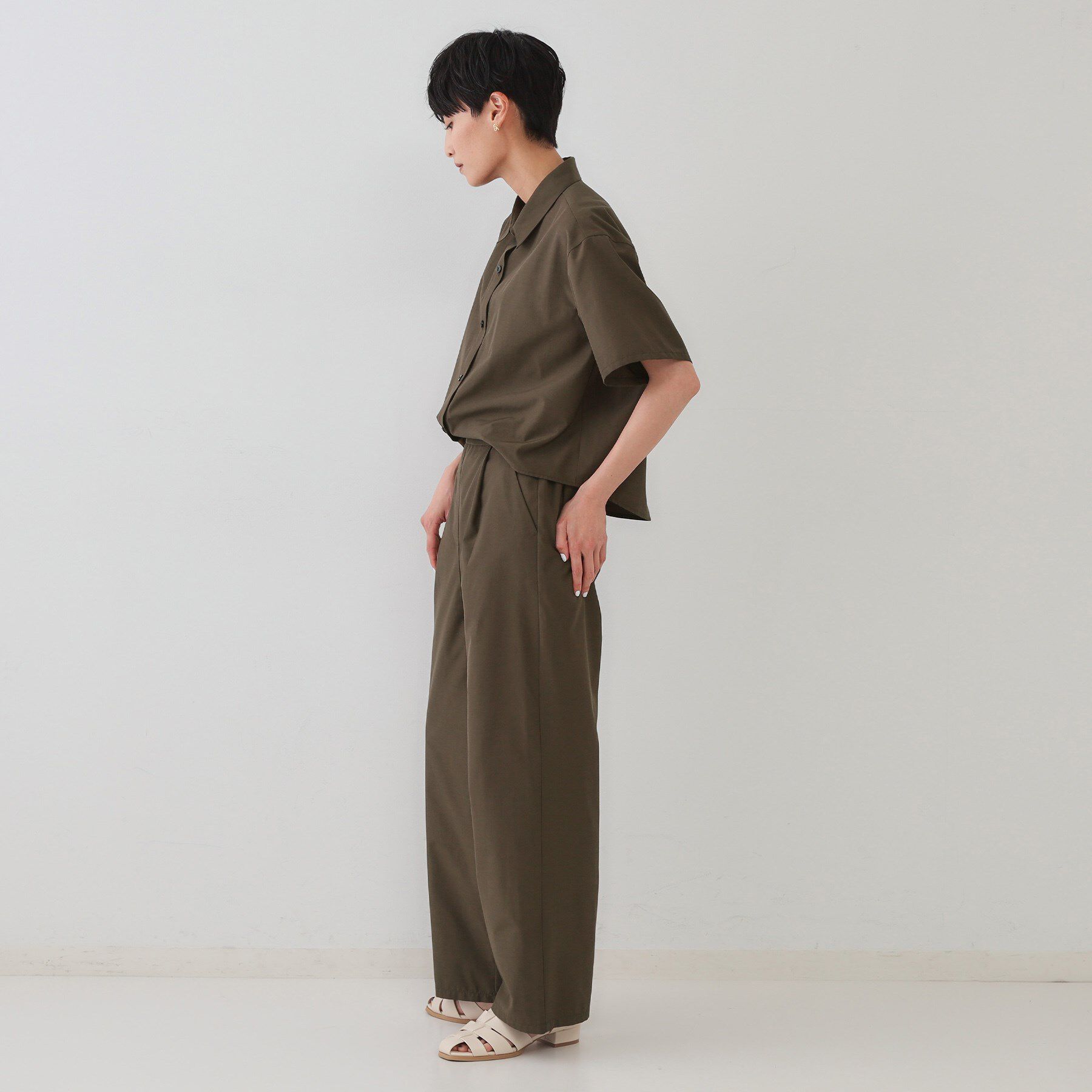 OPAQUE.CLIP「シャツオールインワン【洗濯機洗い可】」|オールインワン|