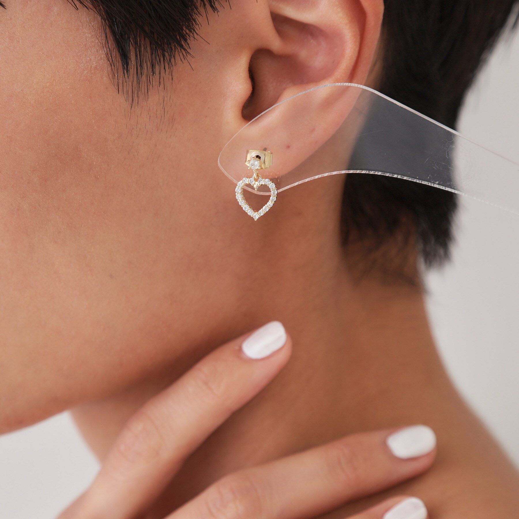 OPAQUE.CLIP「ハートビジューミニピアス」|ピアス|