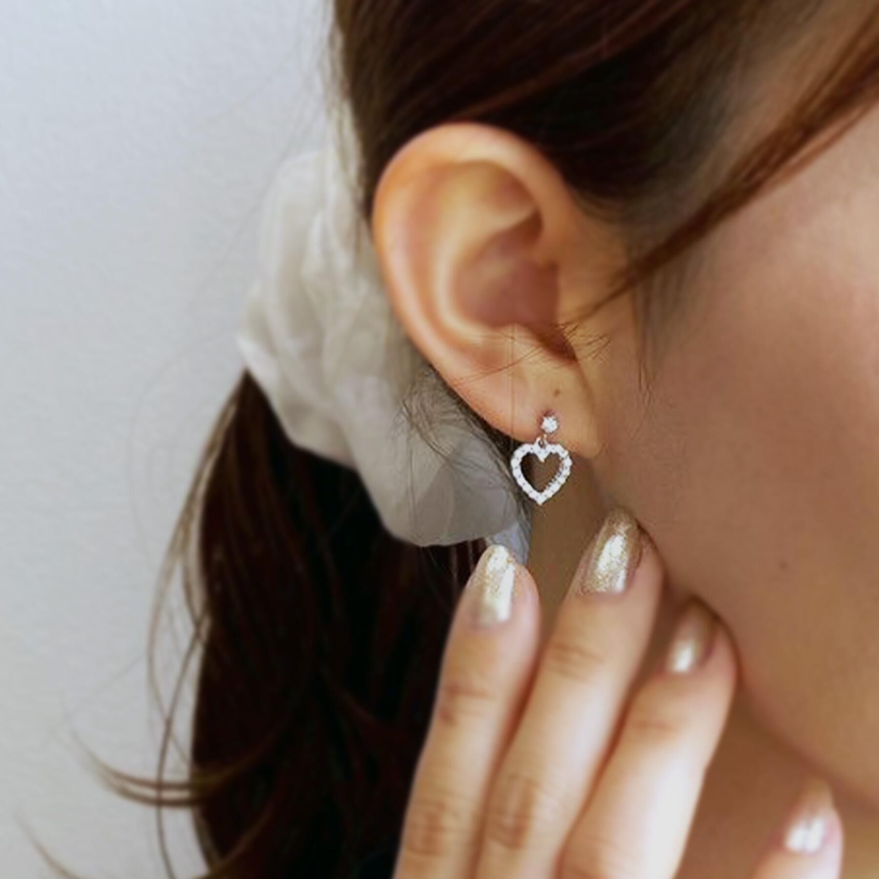 OPAQUE.CLIP「ハートビジューミニピアス」|ピアス|