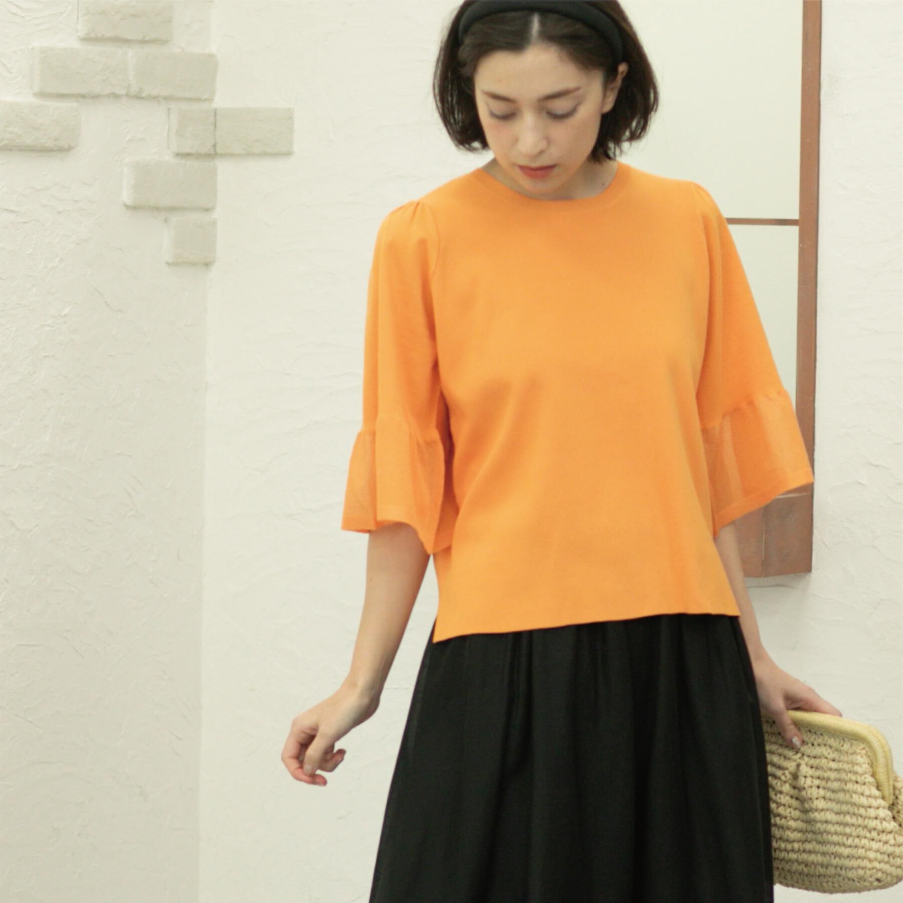 OPAQUE.CLIP「《5色展開》シアーフレアスリーブニット【洗濯機洗い可】」|ニット・セーター|