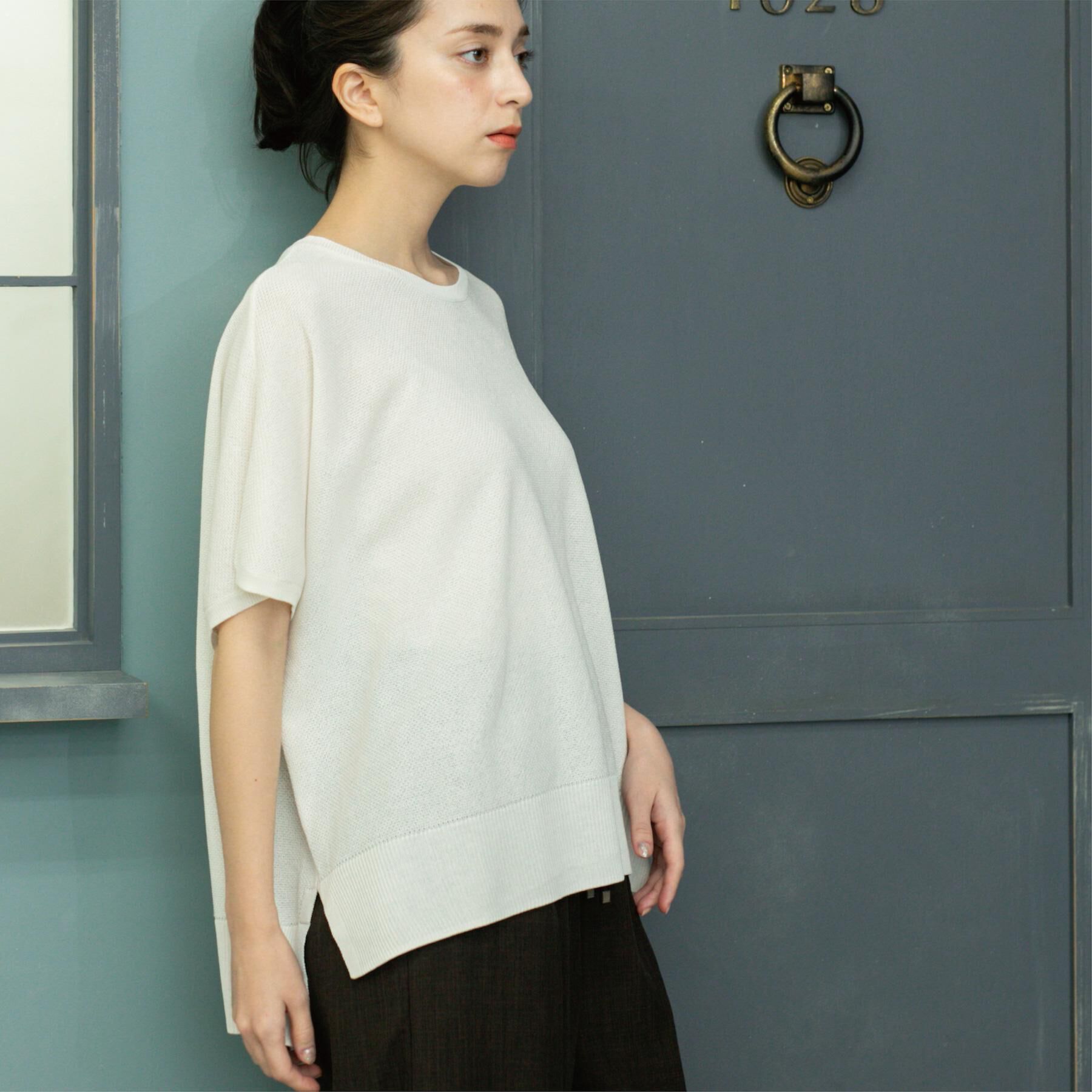 OPAQUE.CLIP「《5色展開/S-LLサイズ》リラクシーメッシュニット【洗濯機洗い可】」|ニット・セーター|