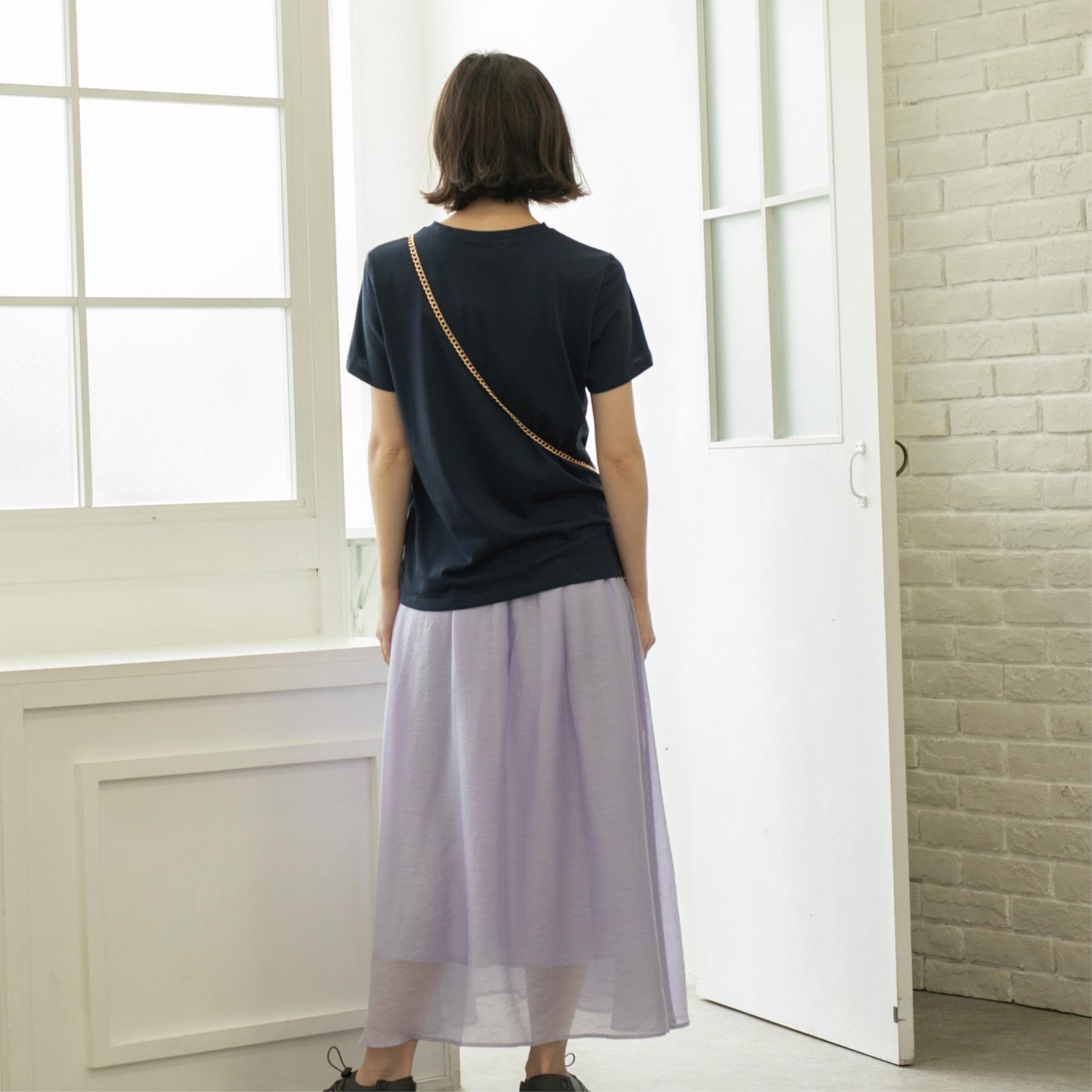 OPAQUE.CLIP「麻混シアーギャザーフレアスカート【洗濯機洗い可】」|スカート|