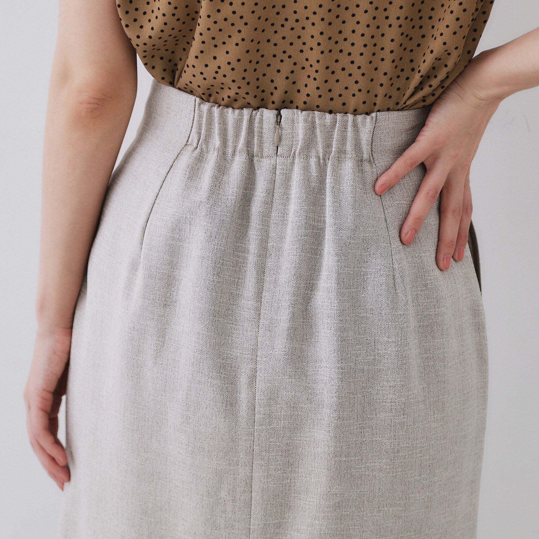 OPAQUE.CLIP「《美人百花掲載》ストレッチリネンライクタイトスカート【洗濯機洗い可】」|スカート|