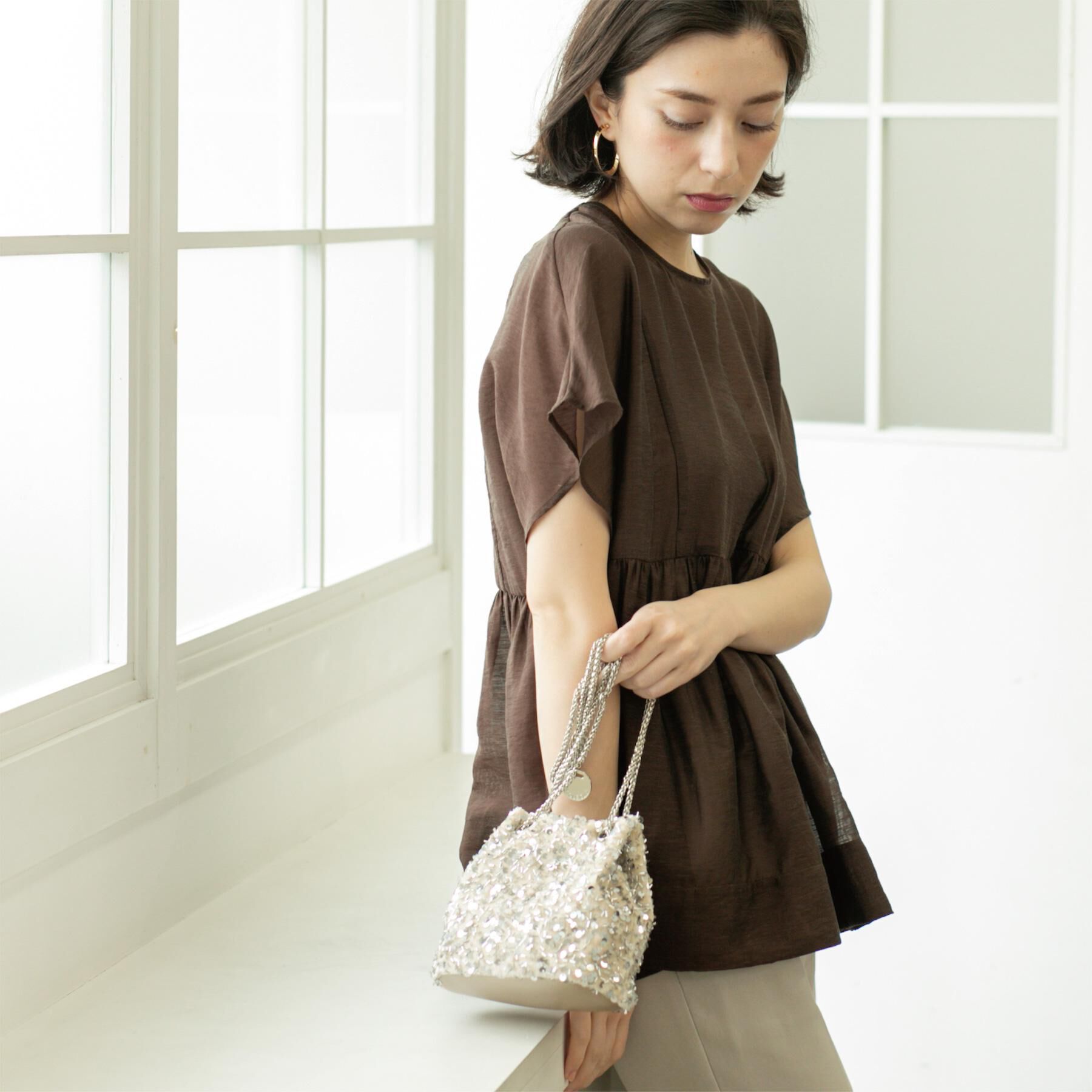 OPAQUE.CLIP「麻混シアーペプラムブラウス【洗濯機洗い可】」|シャツ・ブラウス|