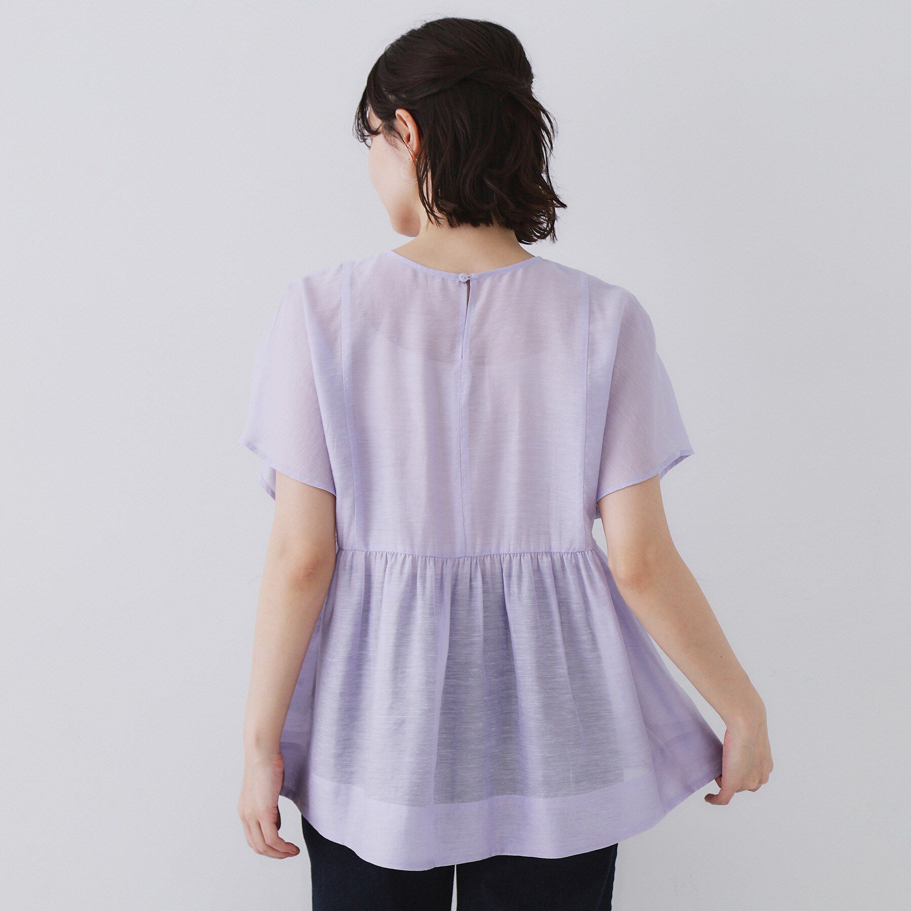 OPAQUE.CLIP「麻混シアーペプラムブラウス【洗濯機洗い可】」|シャツ・ブラウス|