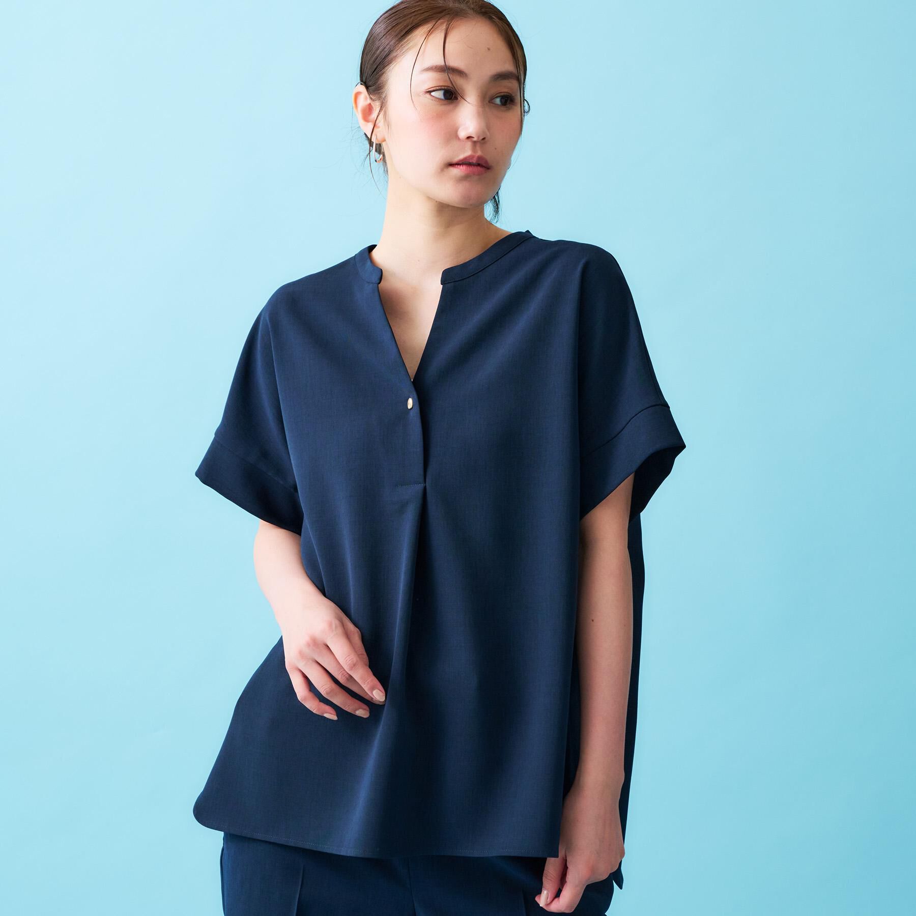 OPAQUE.CLIP「スキッパーブラウス【防シワ/ストレッチ/洗濯機OK】《5色展開/SS-LLサイズ/セットアップ対応》」|シャツ・ブラウス|