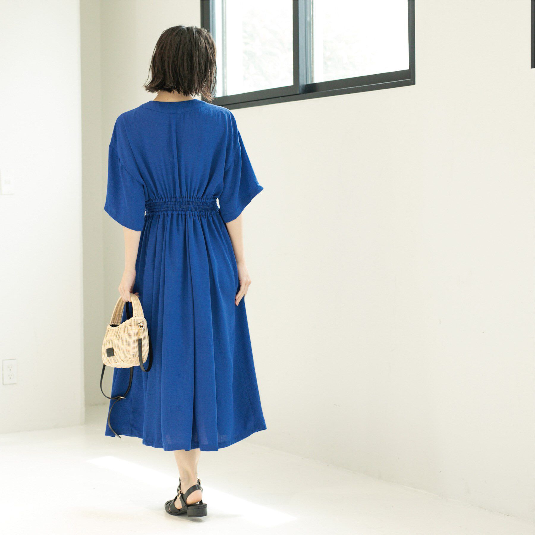 OPAQUE.CLIP「シャーリングフィット＆フレアワンピース【洗濯機洗い可】」|ワンピース|