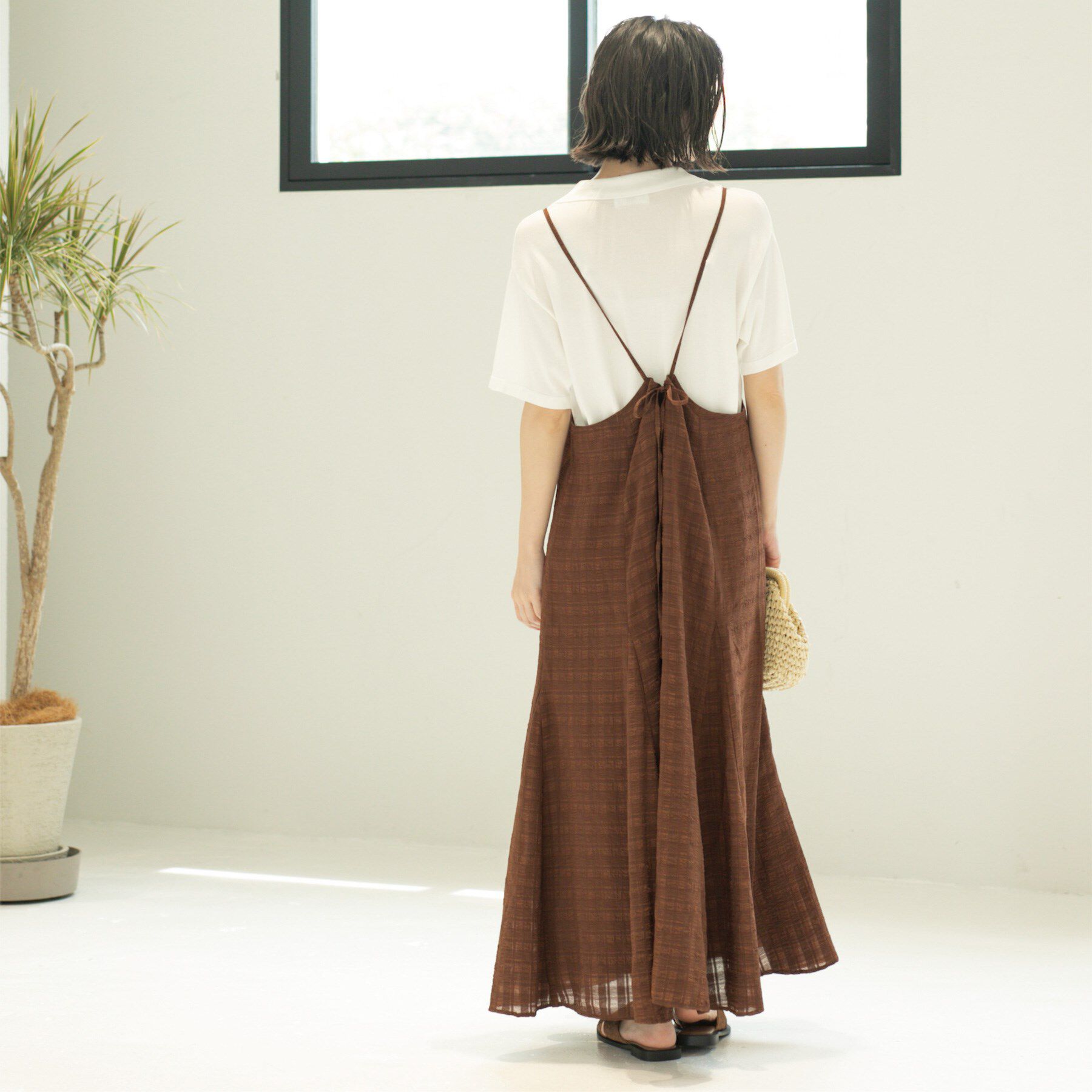 OPAQUE.CLIP「シアーチェックキャミワンピース【洗濯機洗い可】」|ワンピース|