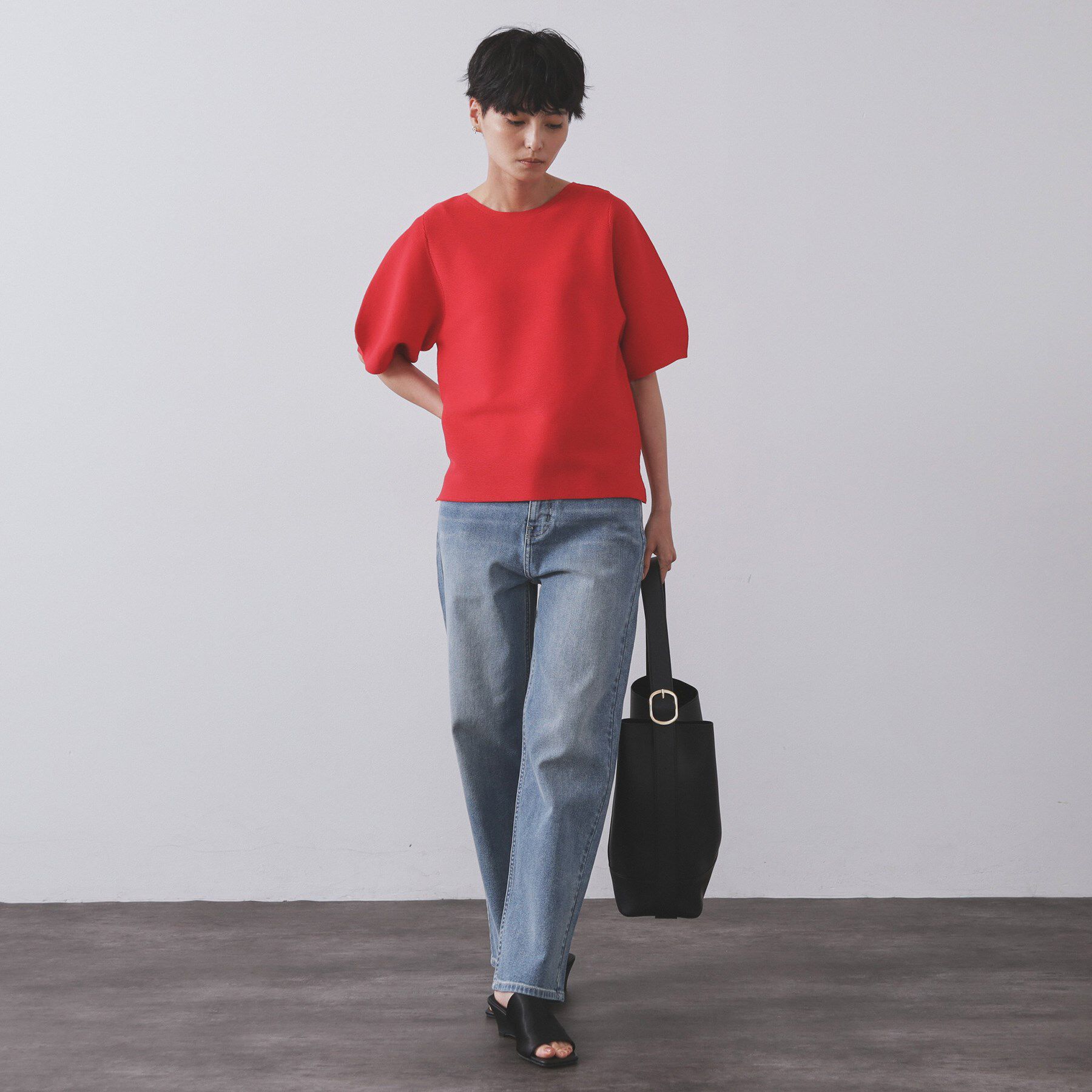 OPAQUE.CLIP「ガーターボリュームスリーブニット【UVケア/洗濯機洗い可】」|ニット・セーター|