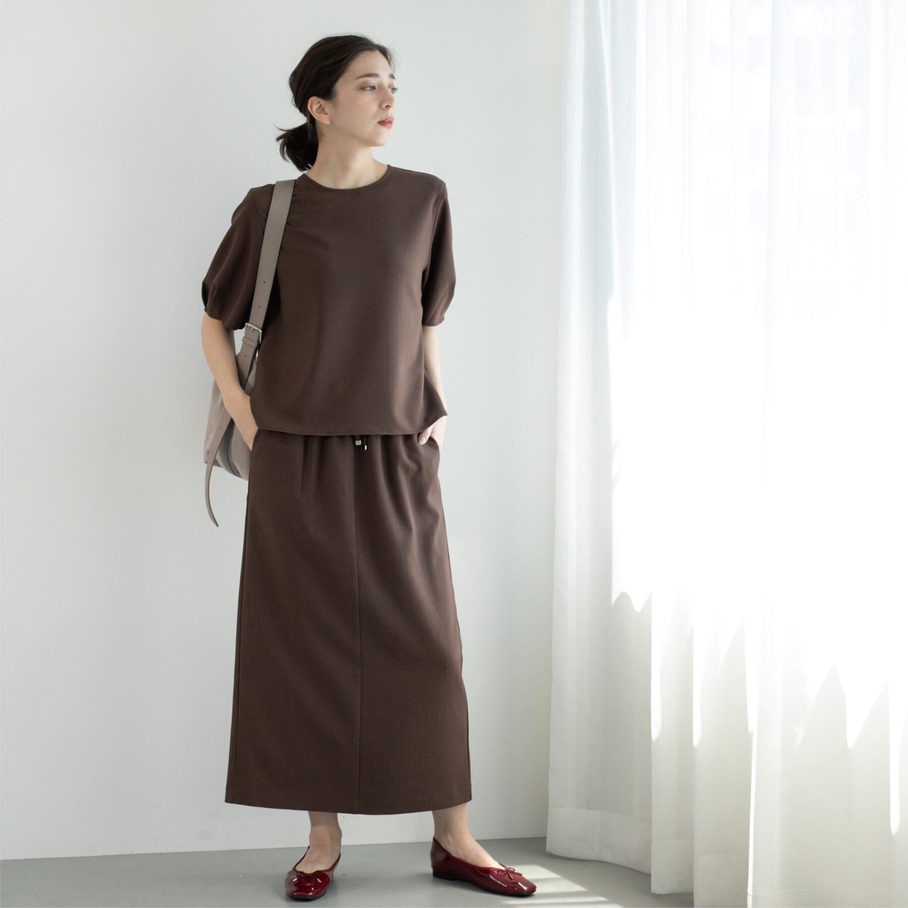 OPAQUE.CLIP「ラメストライプタックスリーブブラウス/セットアップ可【洗濯機洗い可/防シワ/吸水速乾】」|シャツ・ブラウス|