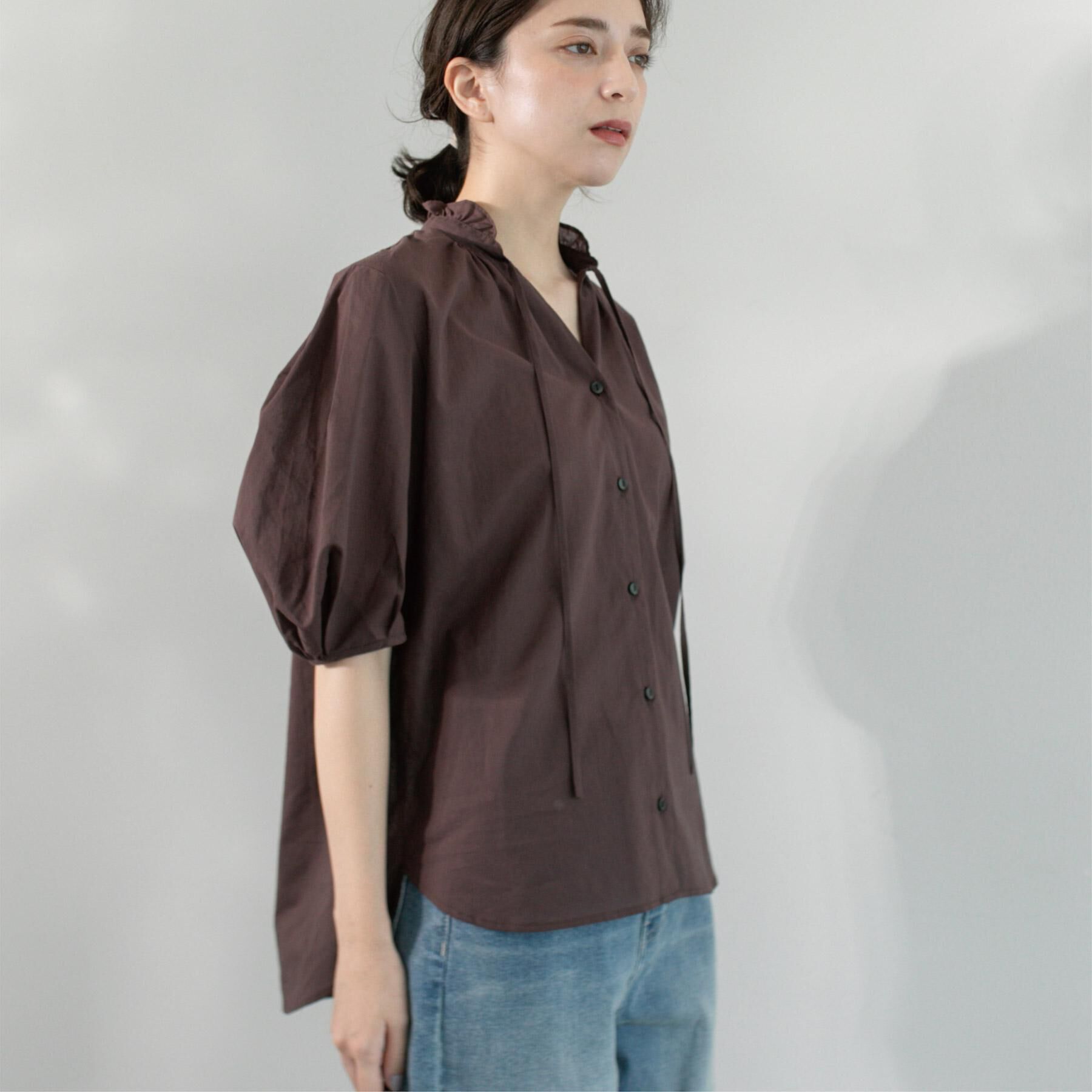 OPAQUE.CLIP「シアーフリルネックブラウス【洗濯機洗い可】」|シャツ・ブラウス|