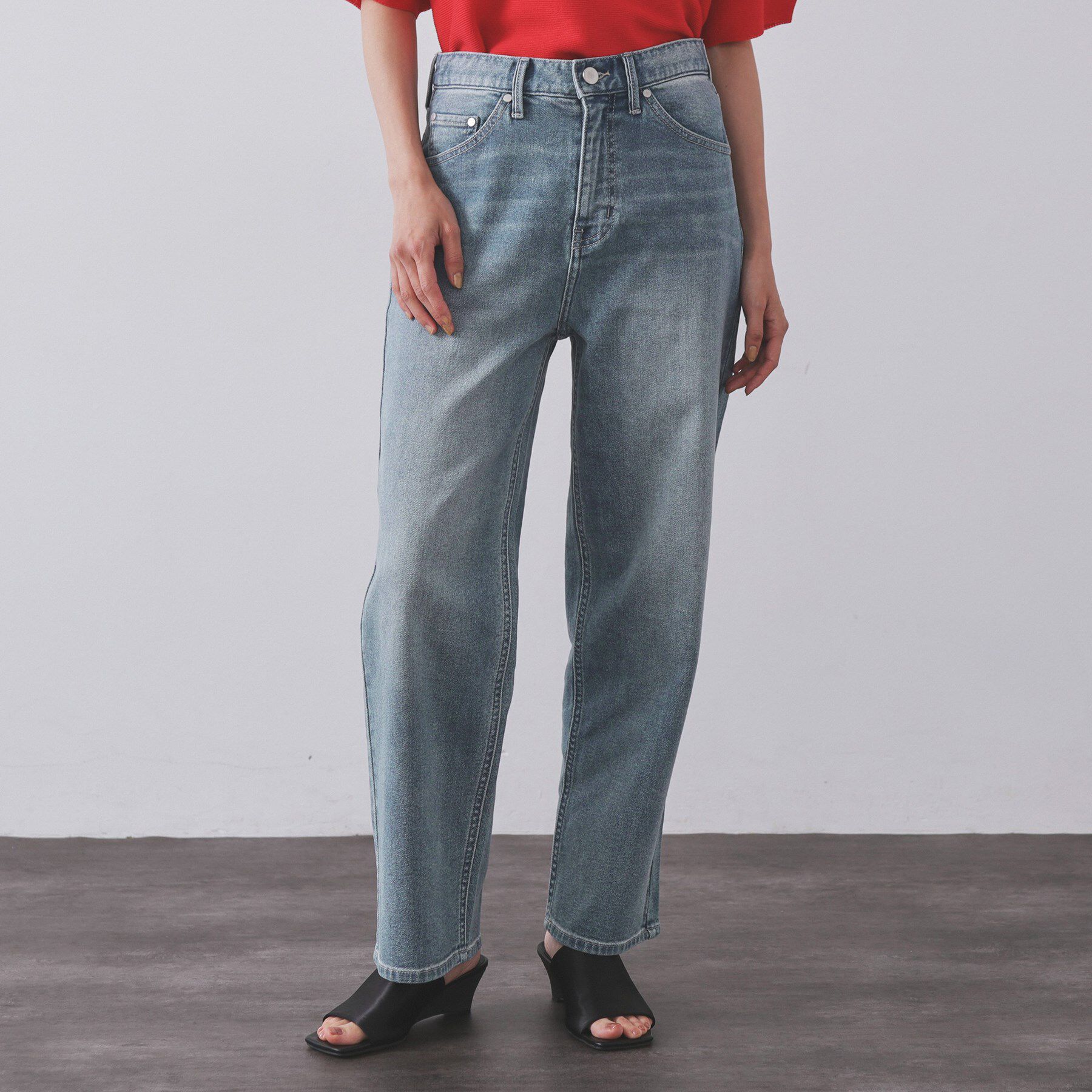 OPAQUE.CLIP「ストレッチストレートデニム【洗濯機洗い可】」|デニム|