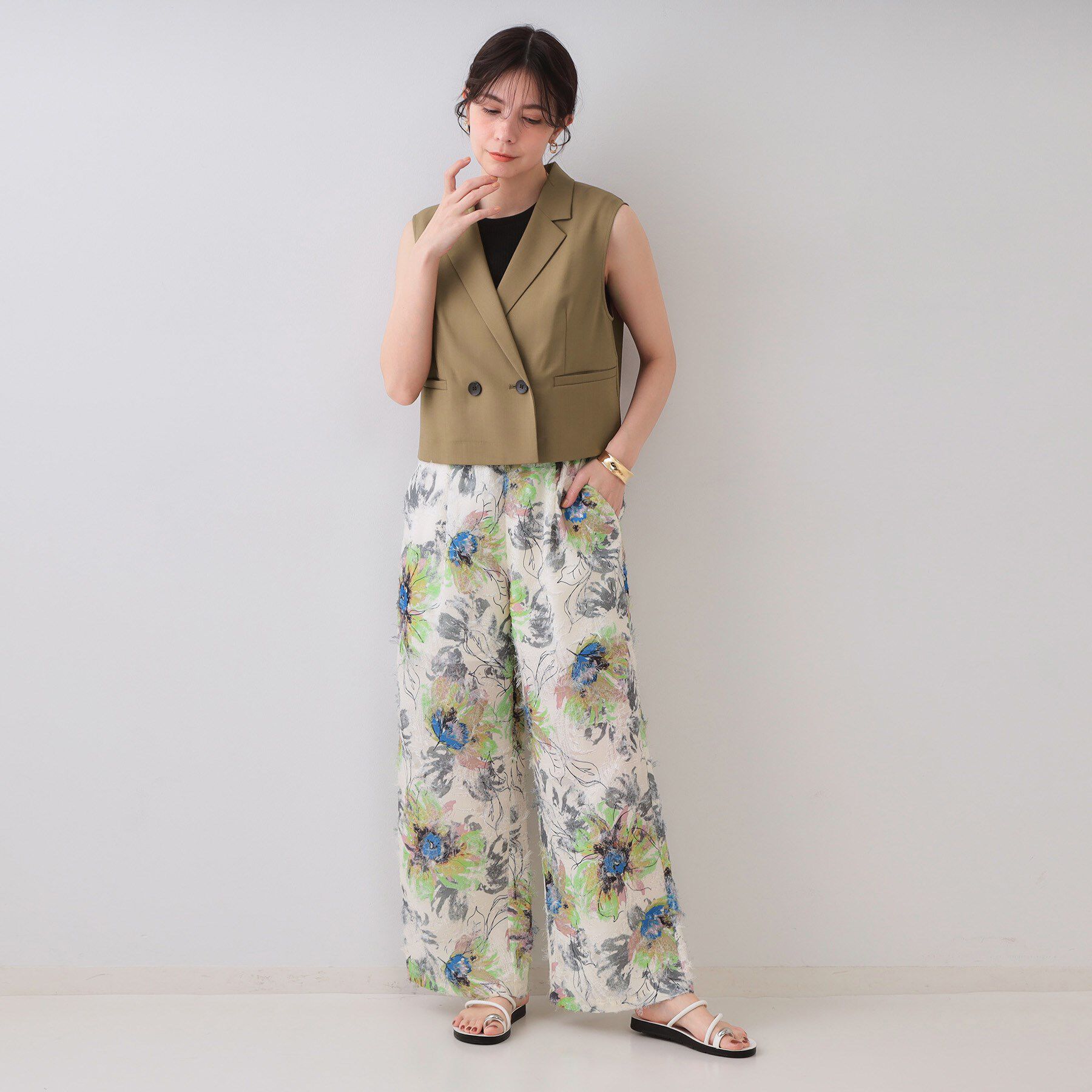 OPAQUE.CLIP「ショートテーラードジレ【接触冷感/洗濯機洗い可】」|ベスト・ジレ|