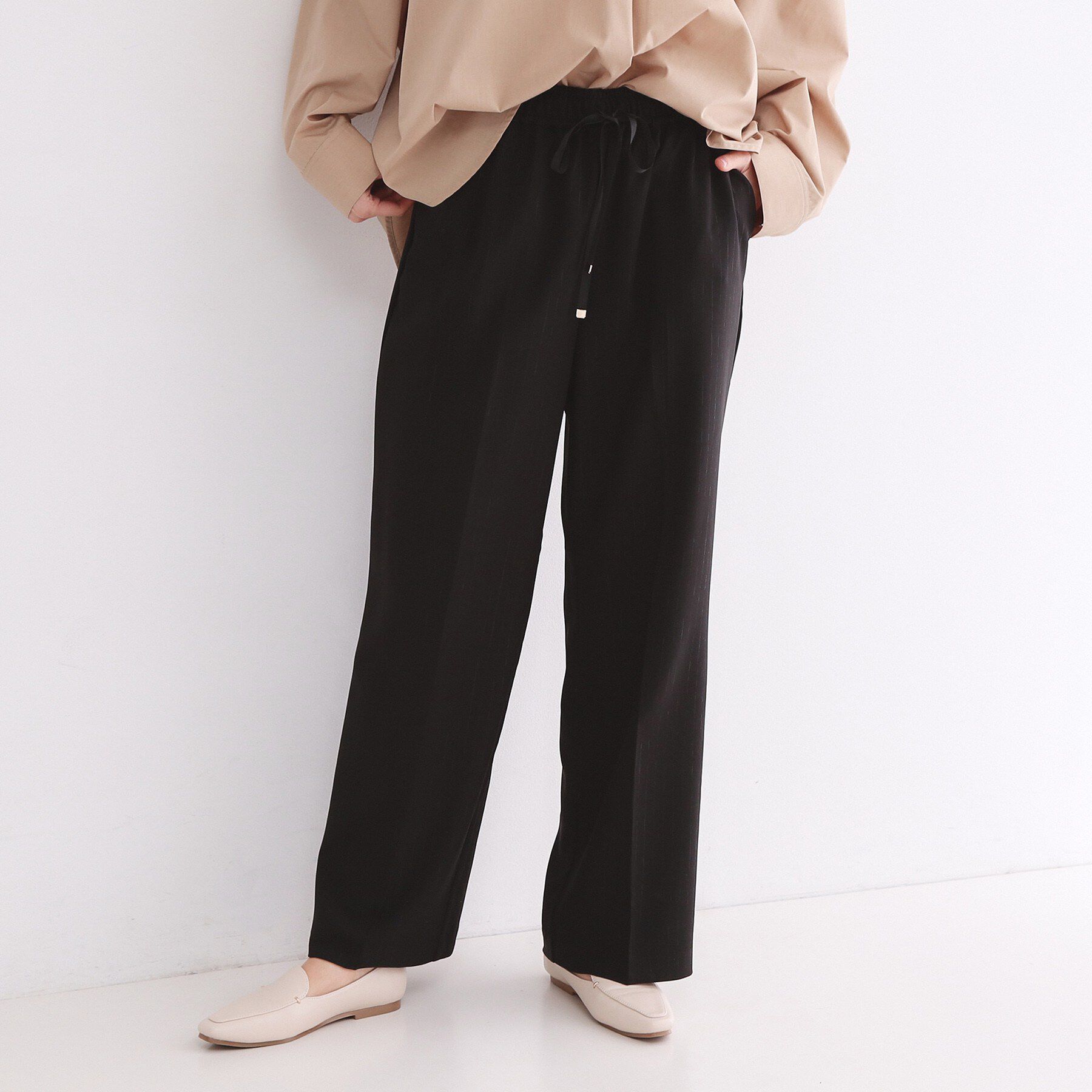 OPAQUE.CLIP「ラメストライプイージーワイドパンツ/セットアップ可【洗濯機洗い可/防シワ/吸水速乾】」|その他|