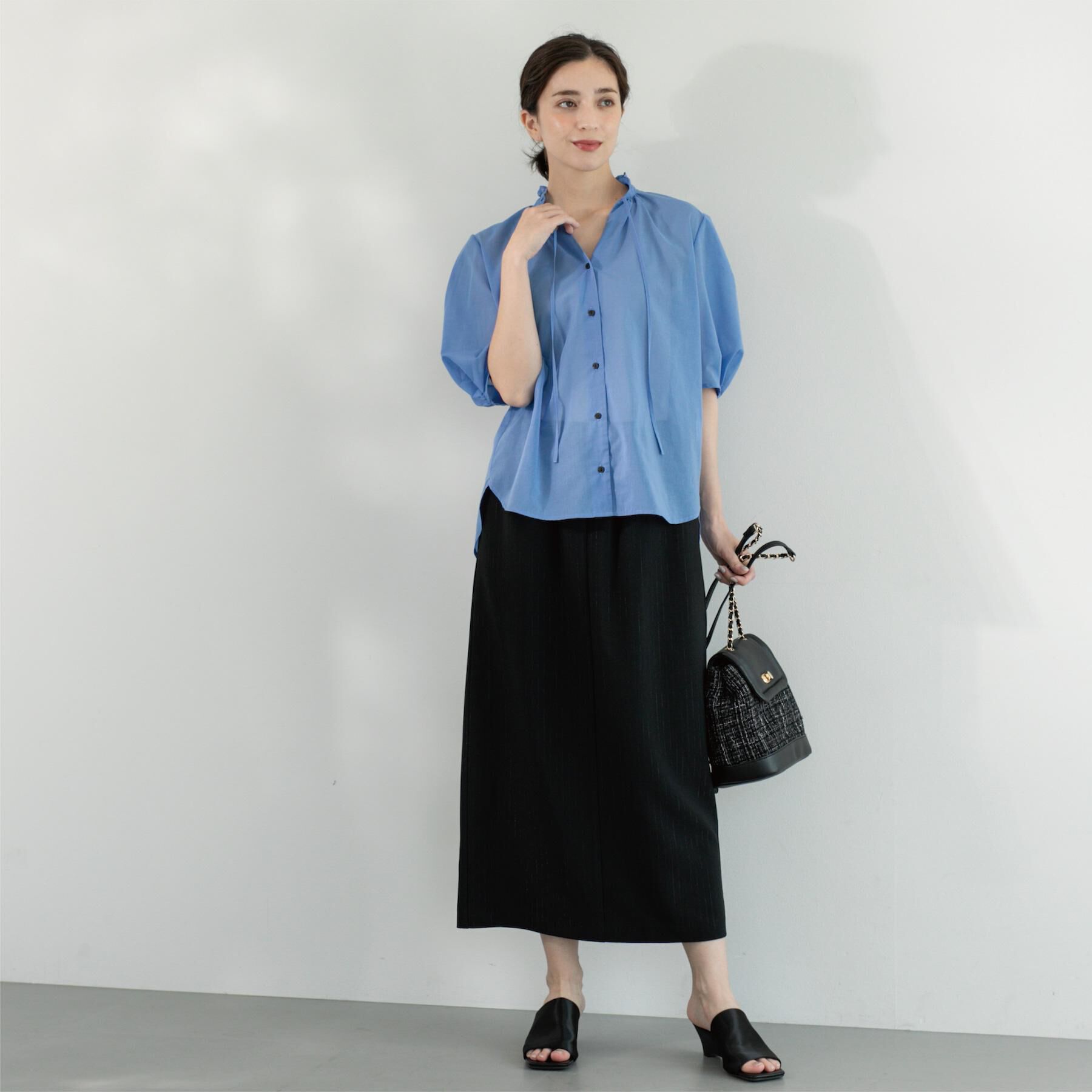 OPAQUE.CLIP「ラメストライプイージーナロースカート/セットアップ可【洗濯機洗い可/防シワ/吸水速乾】」|スカート|