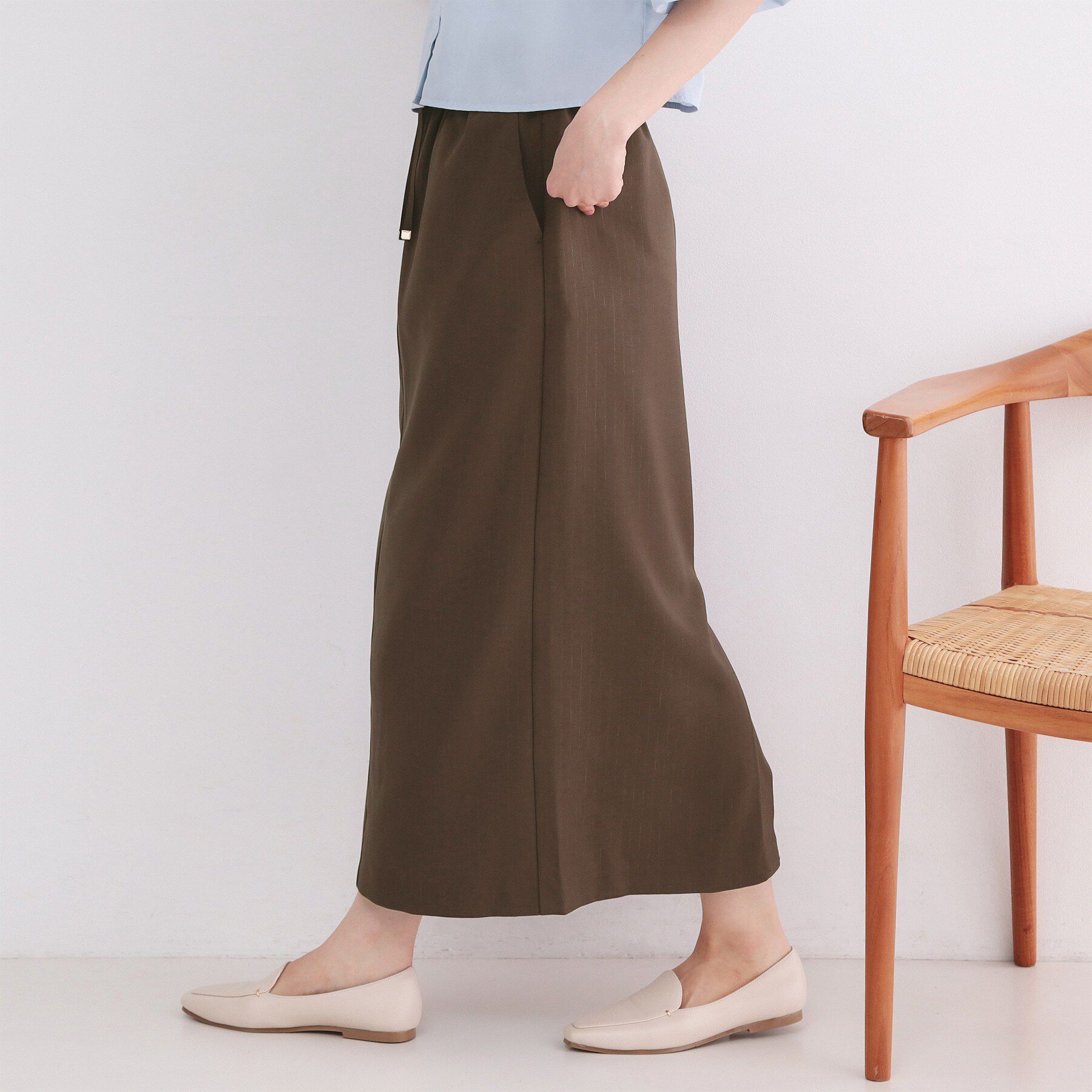 OPAQUE.CLIP「ラメストライプイージーナロースカート/セットアップ可【洗濯機洗い可/防シワ/吸水速乾】」|スカート|