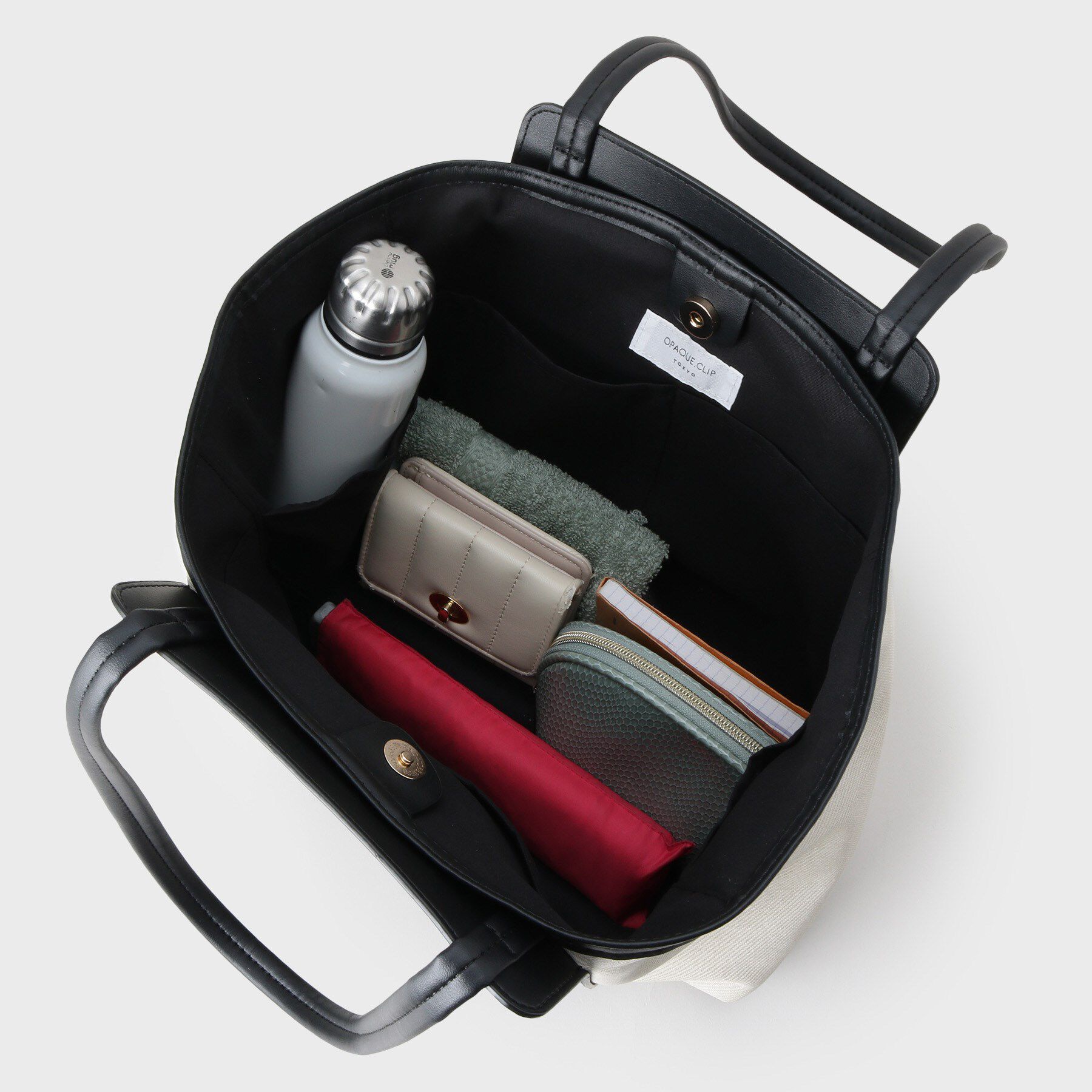 OPAQUE.CLIP「【A4サイズ対応/多ポケット】キャンバス調合皮トートバッグ」|トートバッグ|