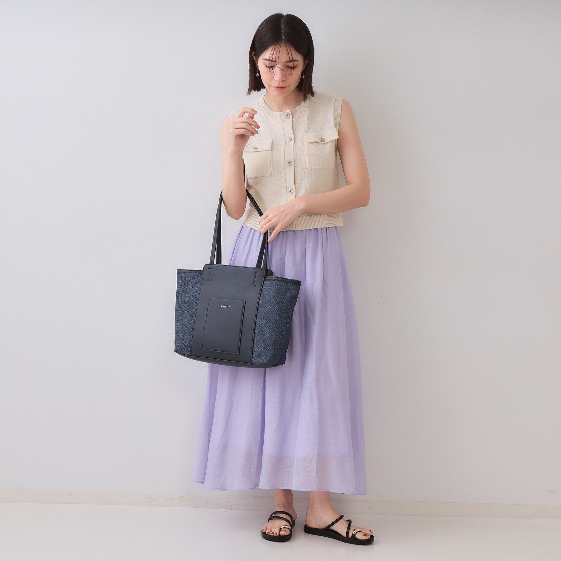 OPAQUE.CLIP「【A4サイズ対応/多ポケット】キャンバス調合皮トートバッグ」|トートバッグ|