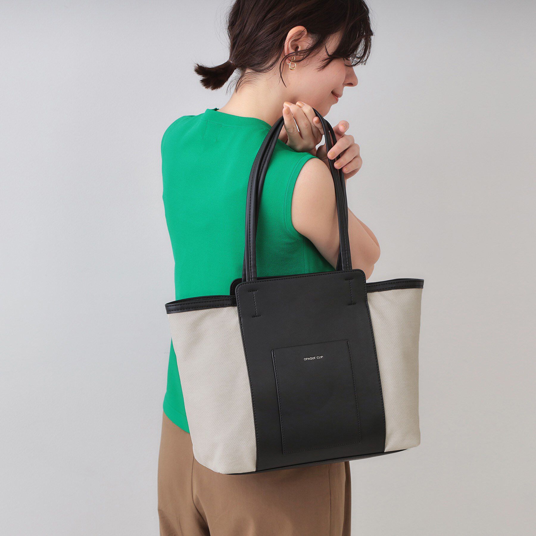 OPAQUE.CLIP「【A4サイズ対応/多ポケット】キャンバス調合皮トートバッグ」|トートバッグ|