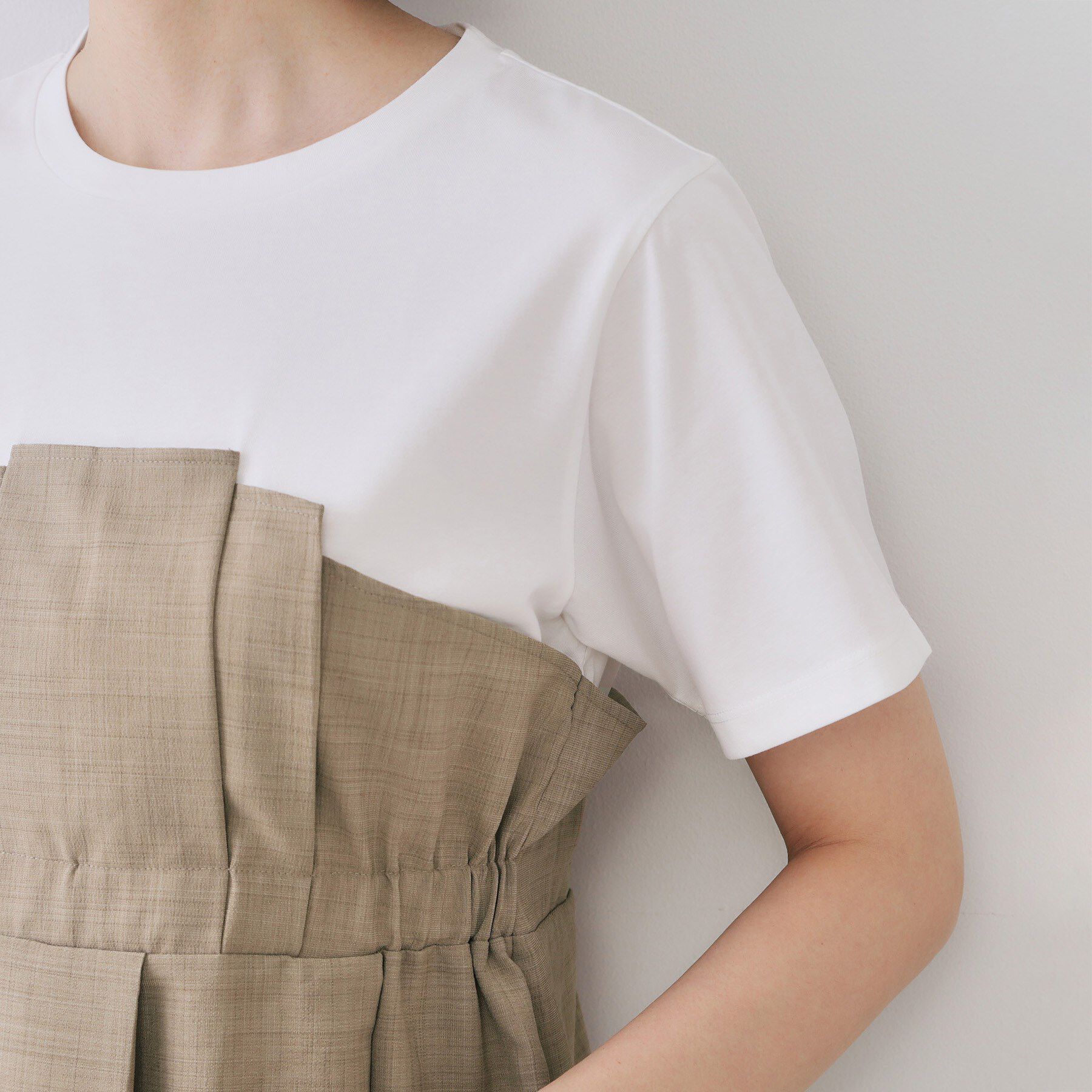 OPAQUE.CLIP「タックビスチェドッキングカットソー【洗濯機洗い可】」|Tシャツ・カットソー|