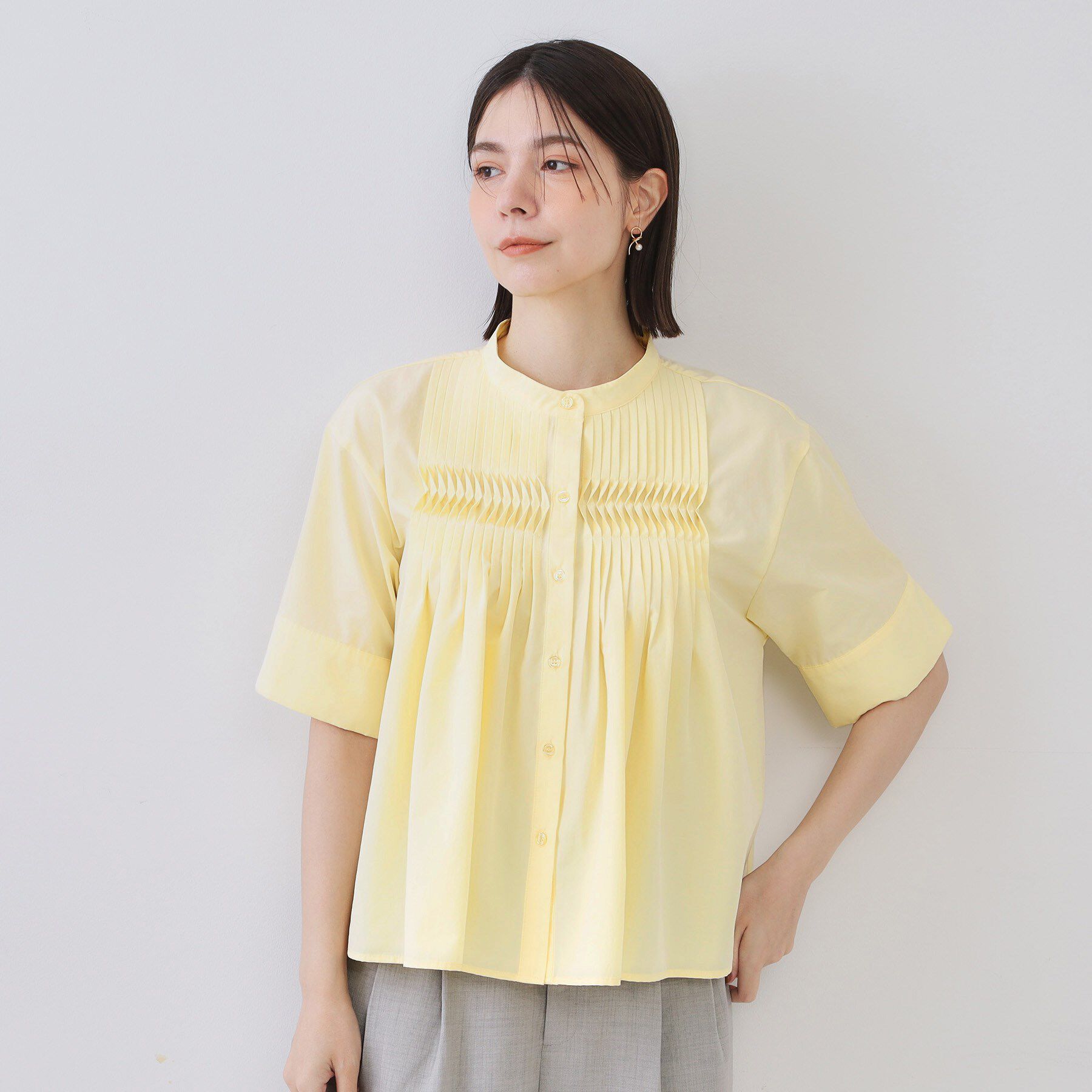 OPAQUE.CLIP「ピンタックフレアシャツ【洗濯機洗い可】」|シャツ・ブラウス|