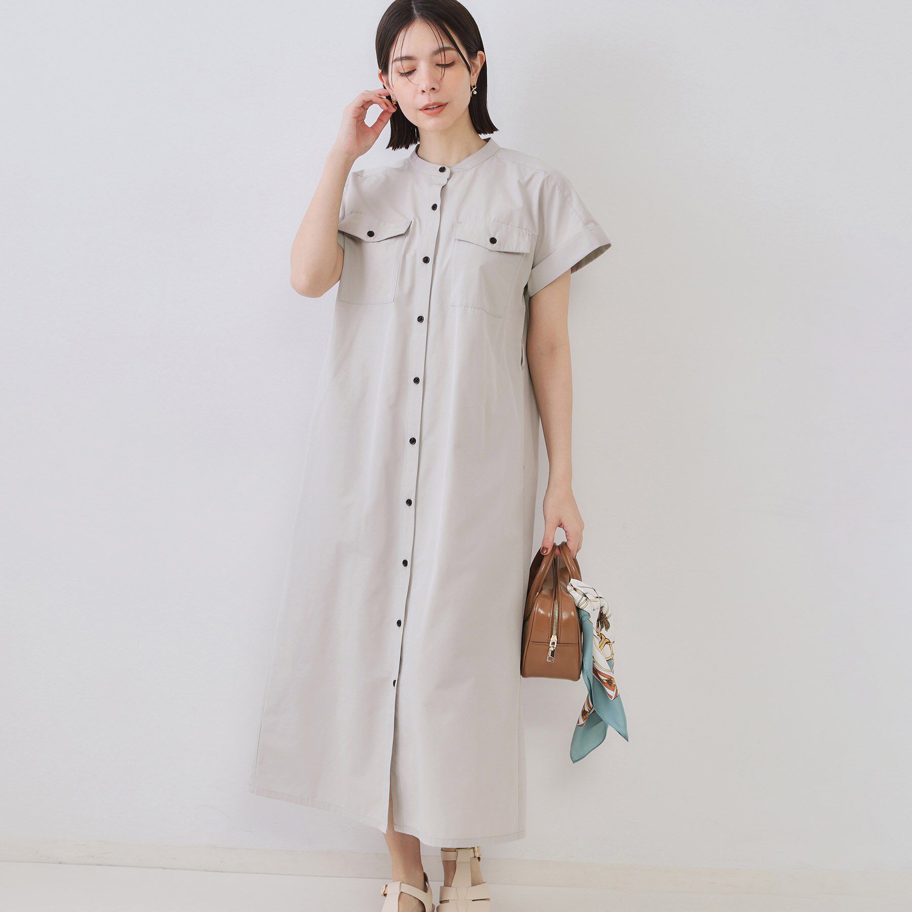 OPAQUE.CLIP「ダブルポケットシャツワンピース【洗濯機洗い可】」|ワンピース|