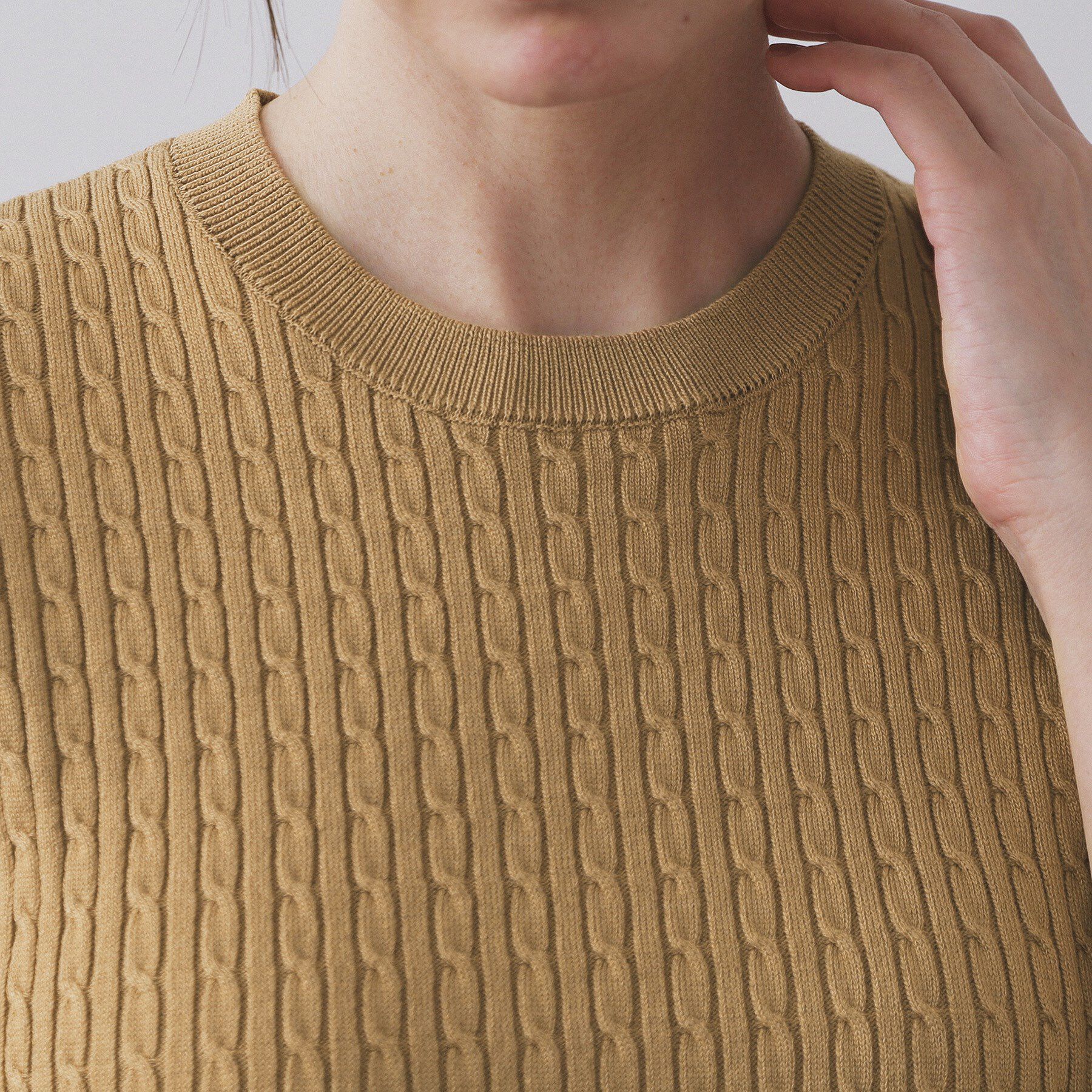 OPAQUE.CLIP「ケーブルハーフスリーブニット【UVケア/洗濯機OK】《6col/S～LL》」|ニット・セーター|