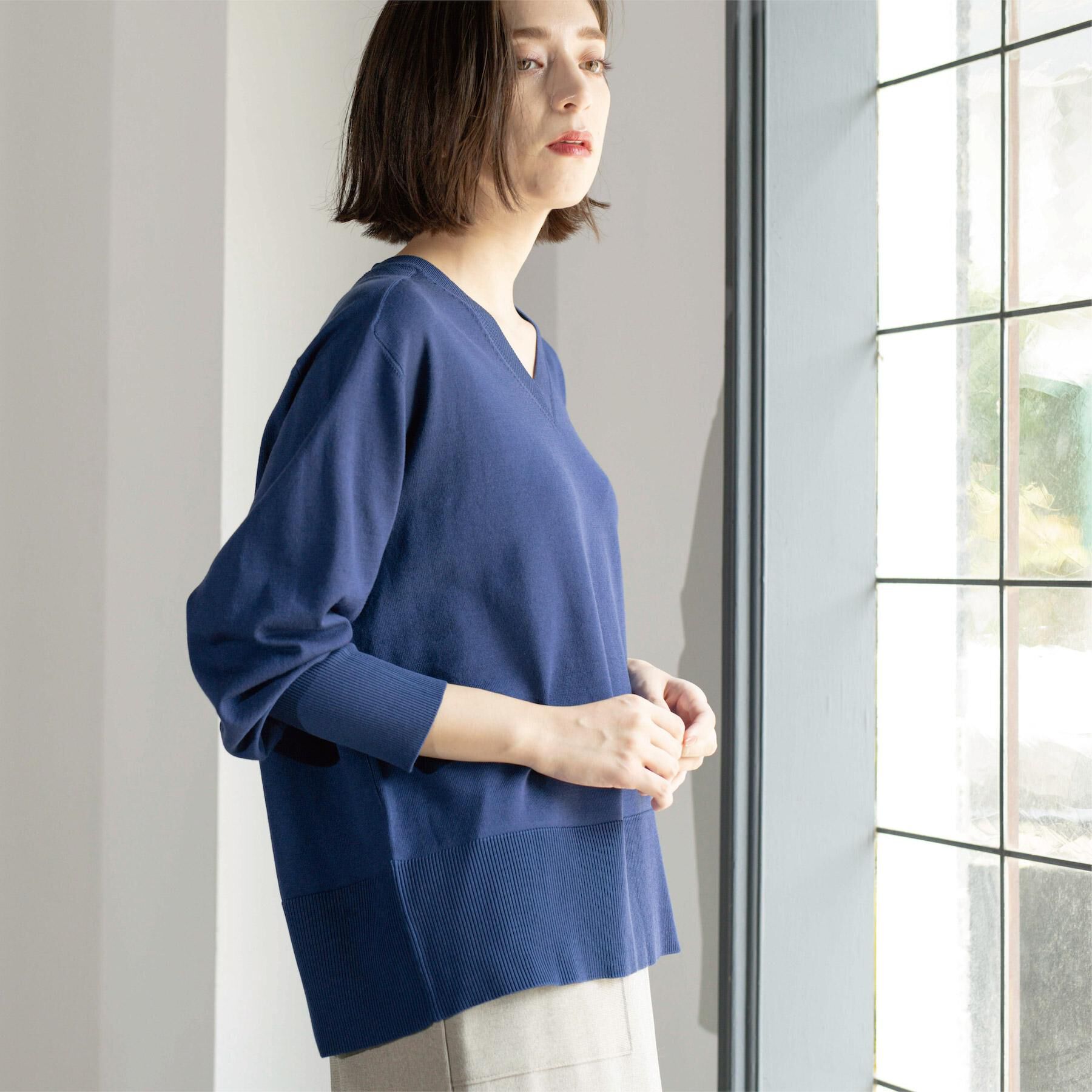 OPAQUE.CLIP「リラクシーVネックニット【洗濯機洗OK】《6col》」|ニット・セーター|