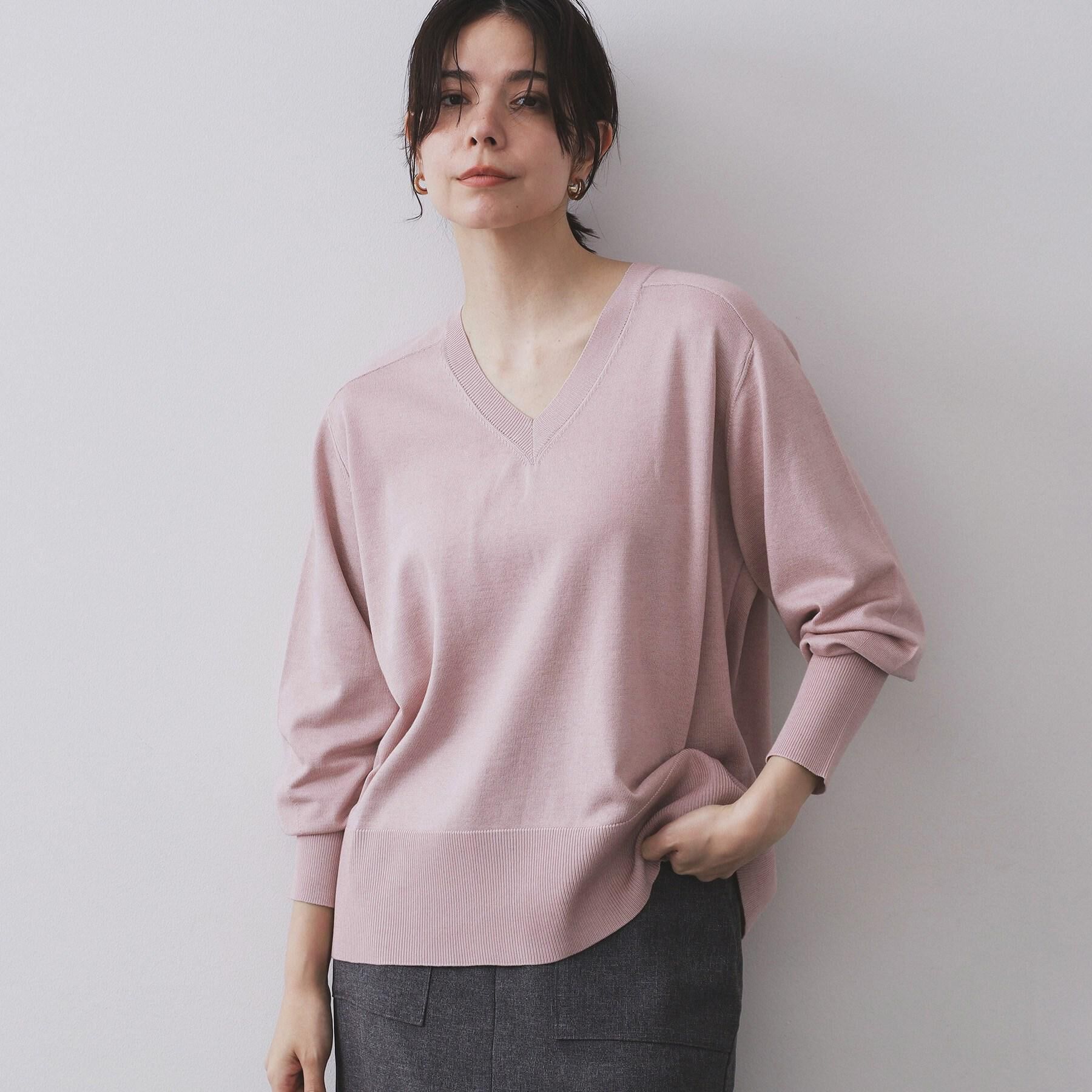 OPAQUE.CLIP「リラクシーVネックニット【洗濯機洗OK】《6col》」|ニット・セーター|