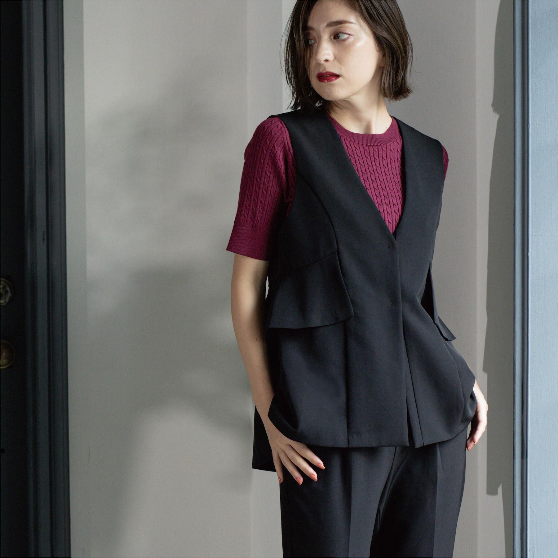 OPAQUE.CLIP「フリルペプラムジレ/セットアップ対応可【洗濯機洗い可】」|ベスト・ジレ|