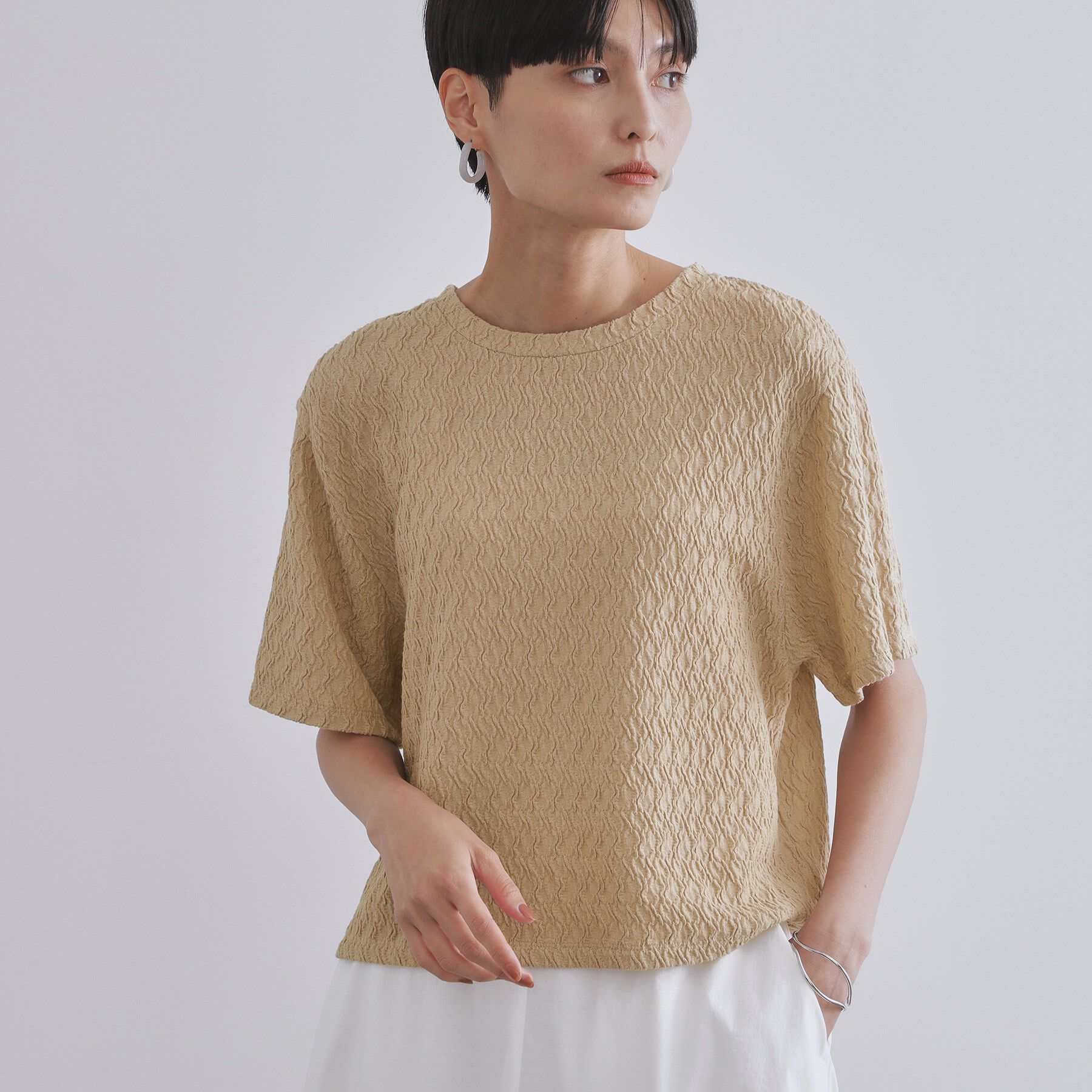 OPAQUE.CLIP「ふくれジャカードトップス【洗濯機洗い可】」|Tシャツ・カットソー|