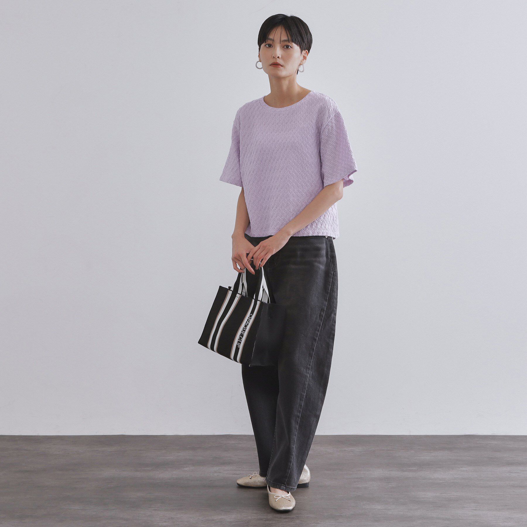 OPAQUE.CLIP「ふくれジャカードトップス【洗濯機洗い可】」|Tシャツ・カットソー|