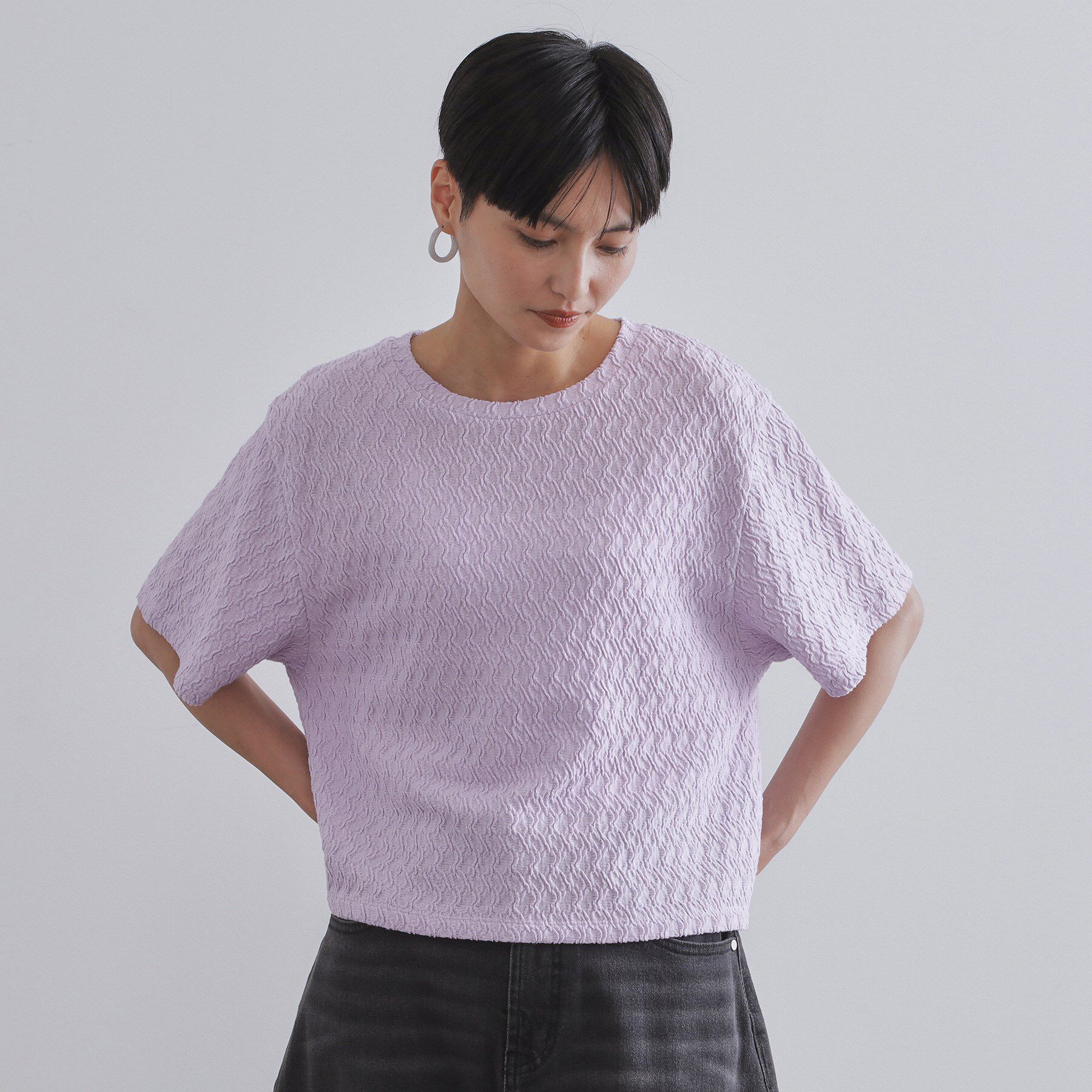 OPAQUE.CLIP「ふくれジャカードトップス【洗濯機洗い可】」|Tシャツ・カットソー|