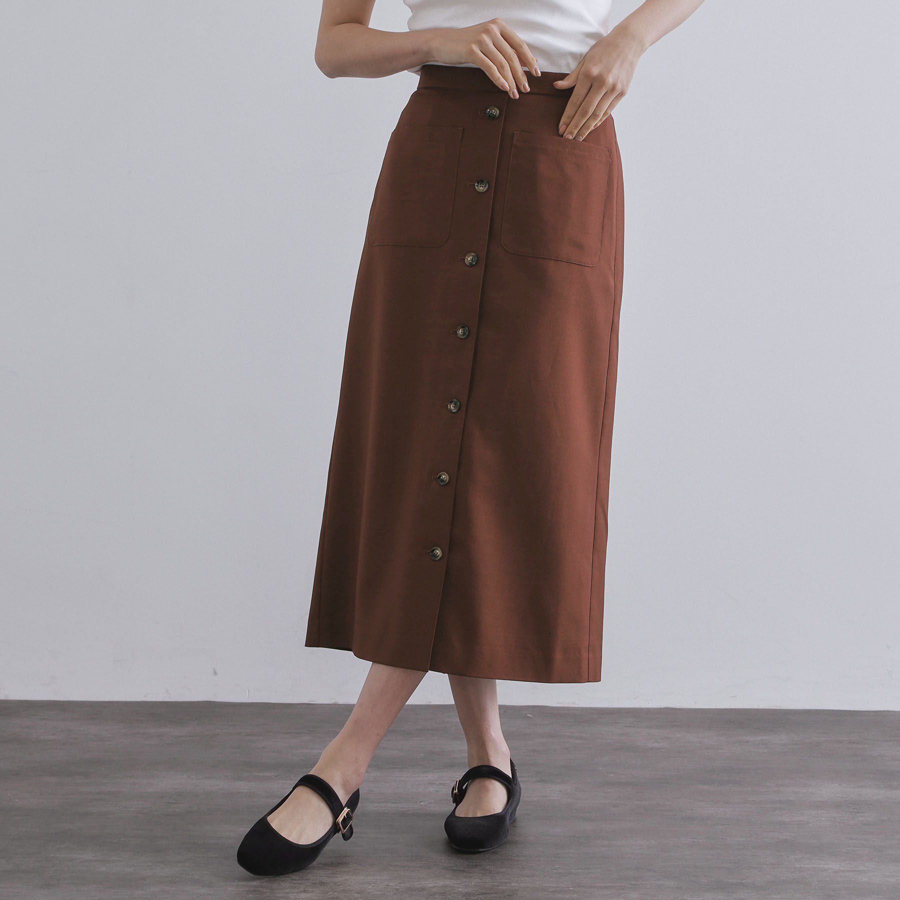 OPAQUE.CLIP「ポケットデザインナロースカート【洗濯機洗い可】」|スカート|